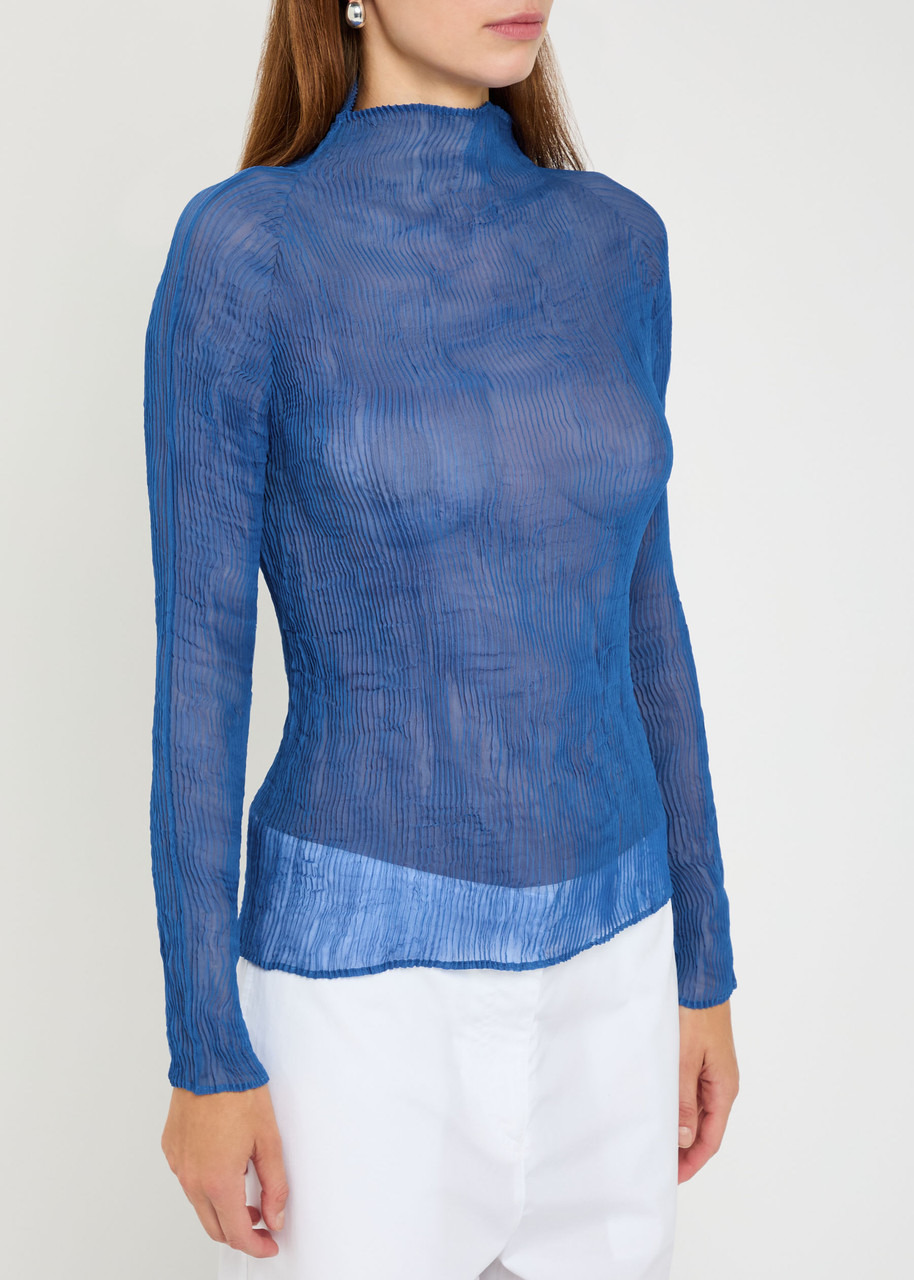 Issey Miyake Pleated Sheer Chiffon top - 2