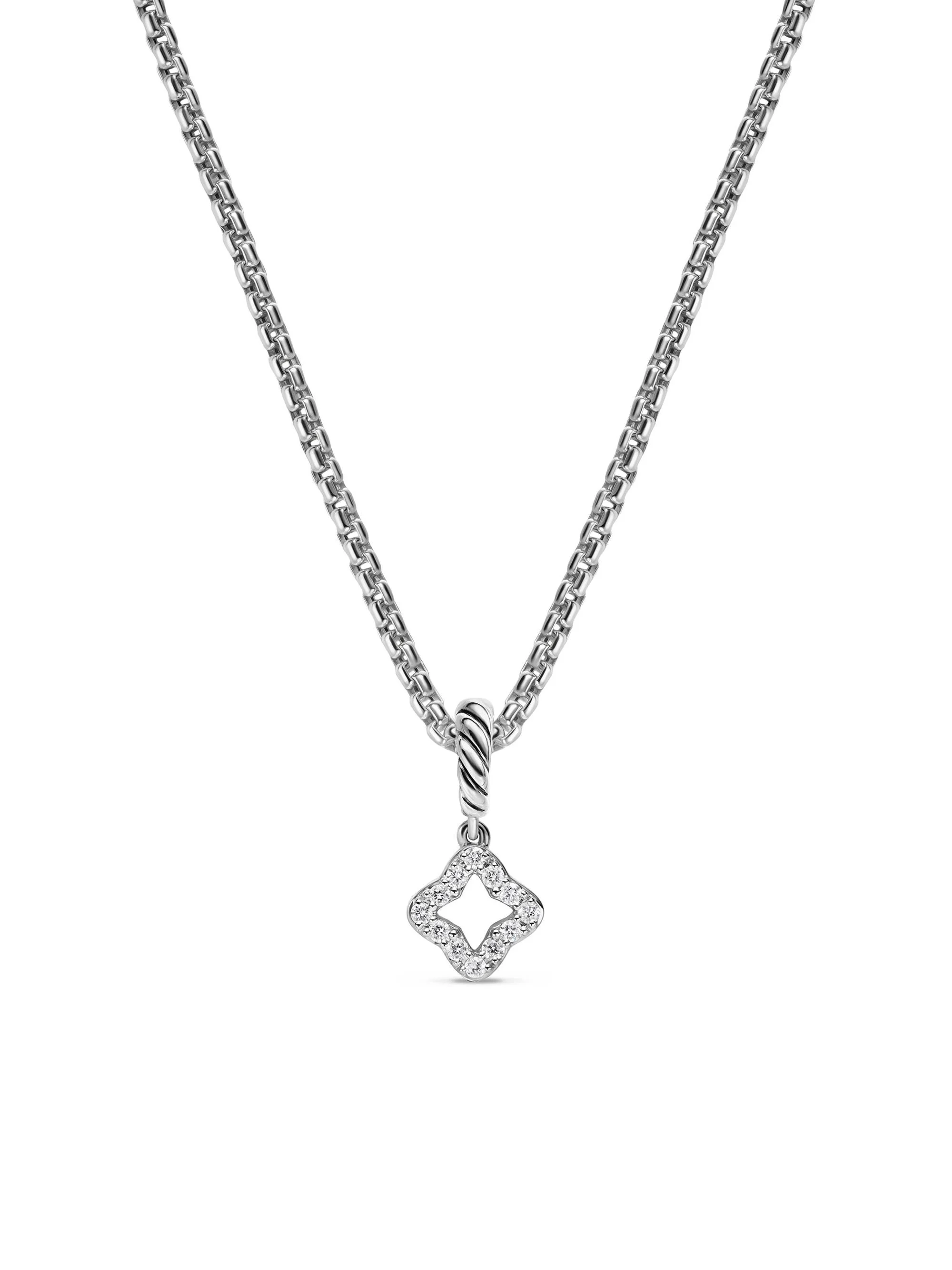 Women's Micro Pavé Quatrefoil Amulet in Sterling Silver with Diamonds, 7.4MM - Diamond - 1