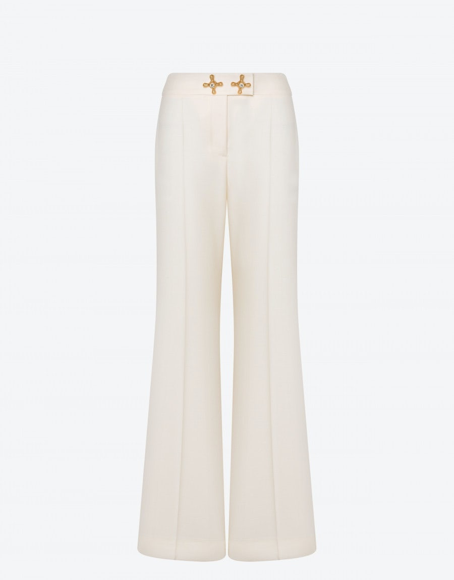 FAUCET DETAILS WOOL TWILL TROUSERS - 1