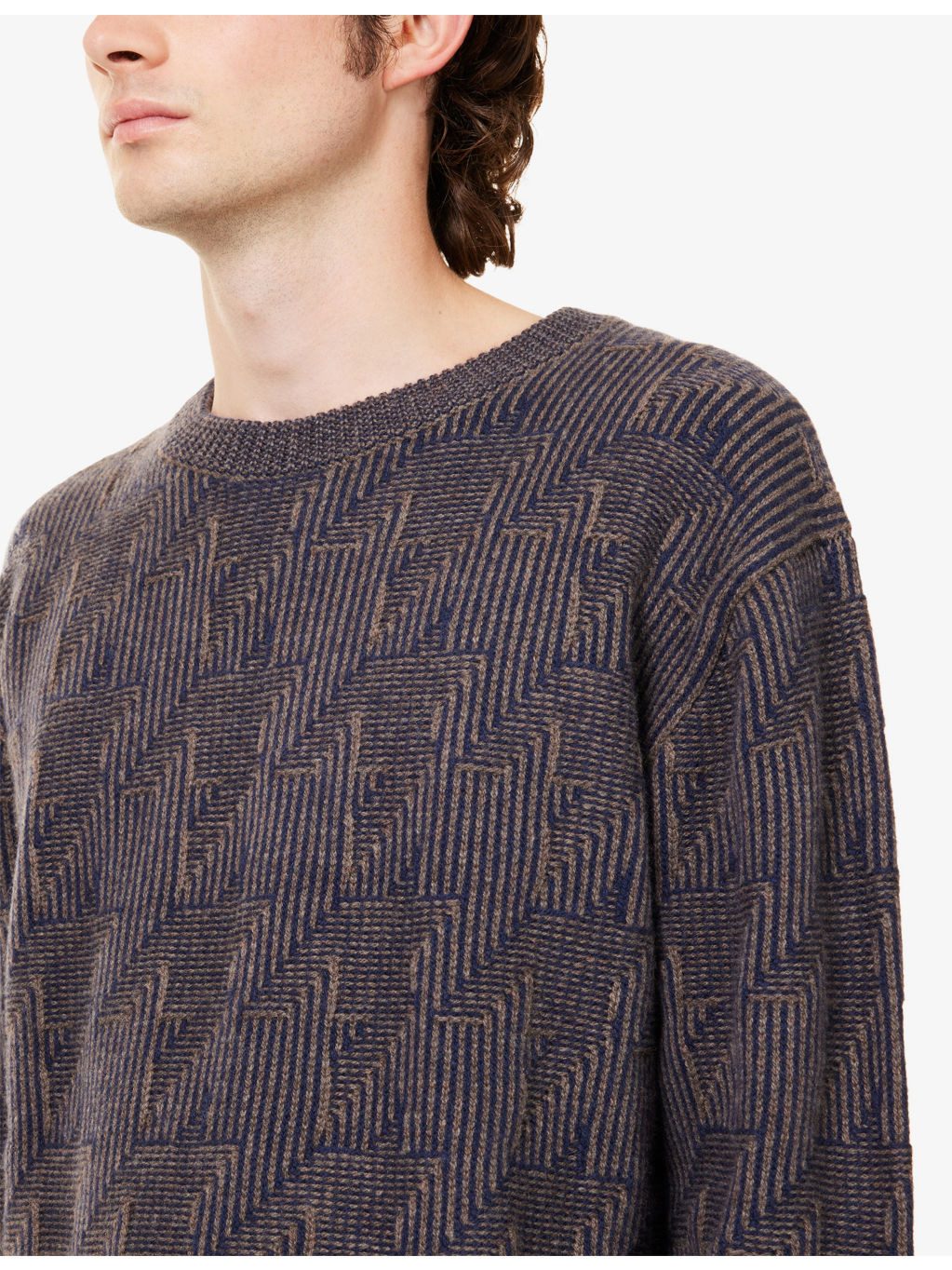 Jacquard-Pattern Crewneck Wool Jumper - 5