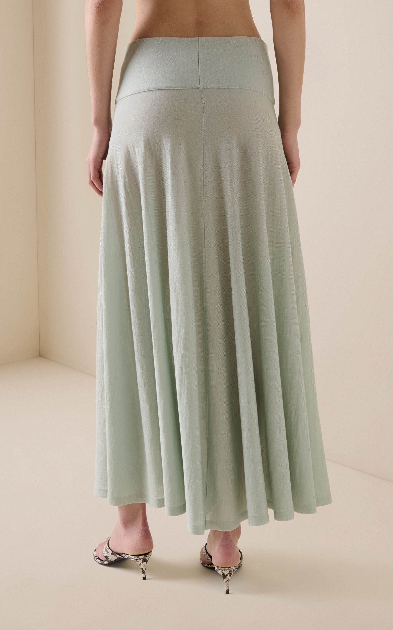 Knit Wool Maxi Skirt light blue - 4