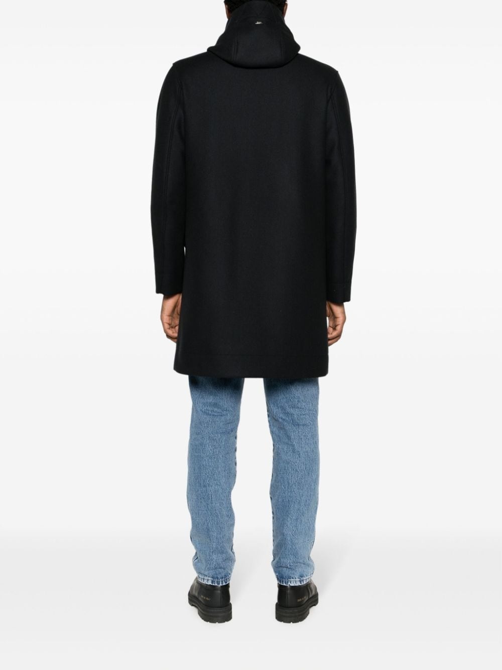 logo-plaque fine-ribbed parka coat - 4