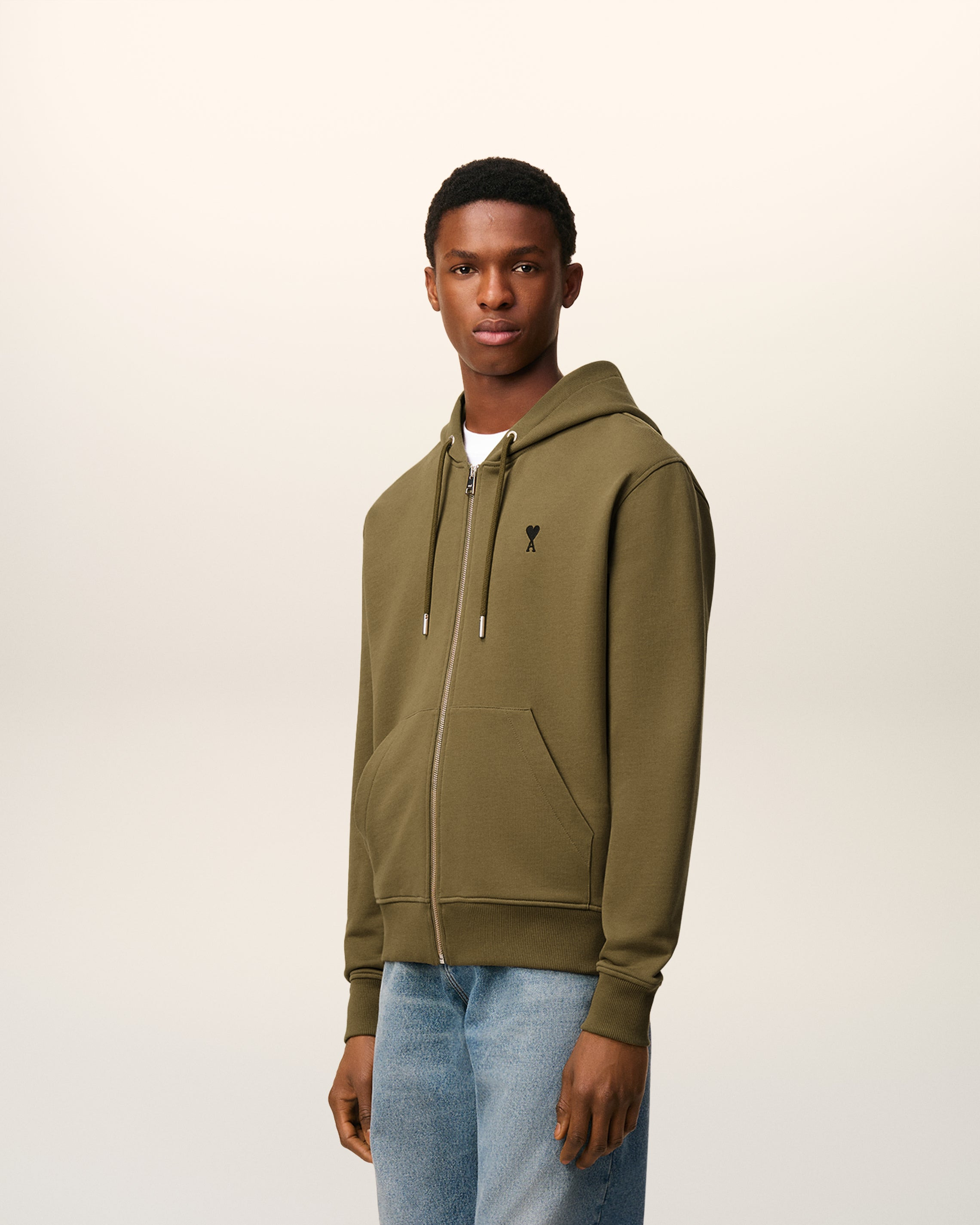 GREEN COTTON ZIPPED AMI DE COEUR HOODIE - 6
