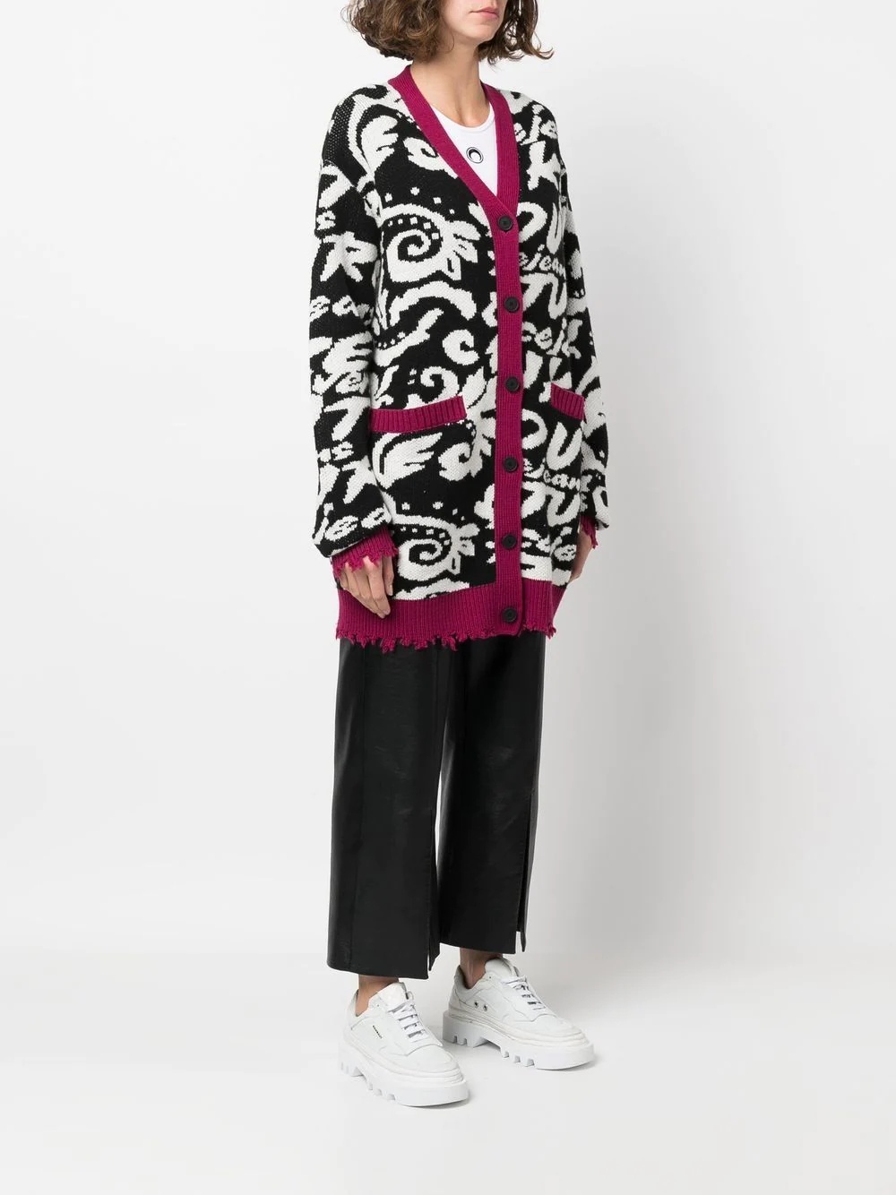 distressed-effect cardi-coat - 3