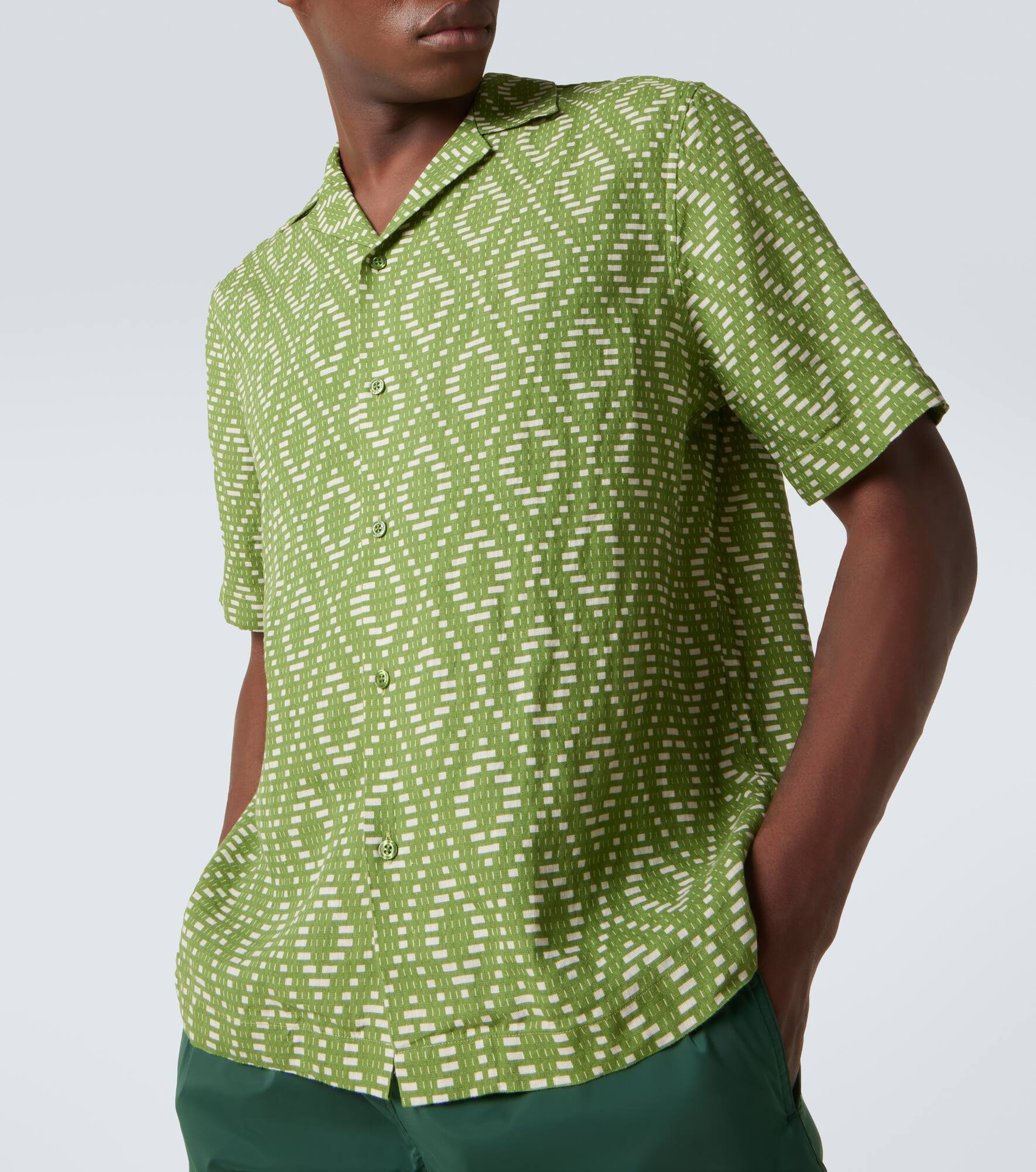 Roberto printed linen bowling shirt - 5