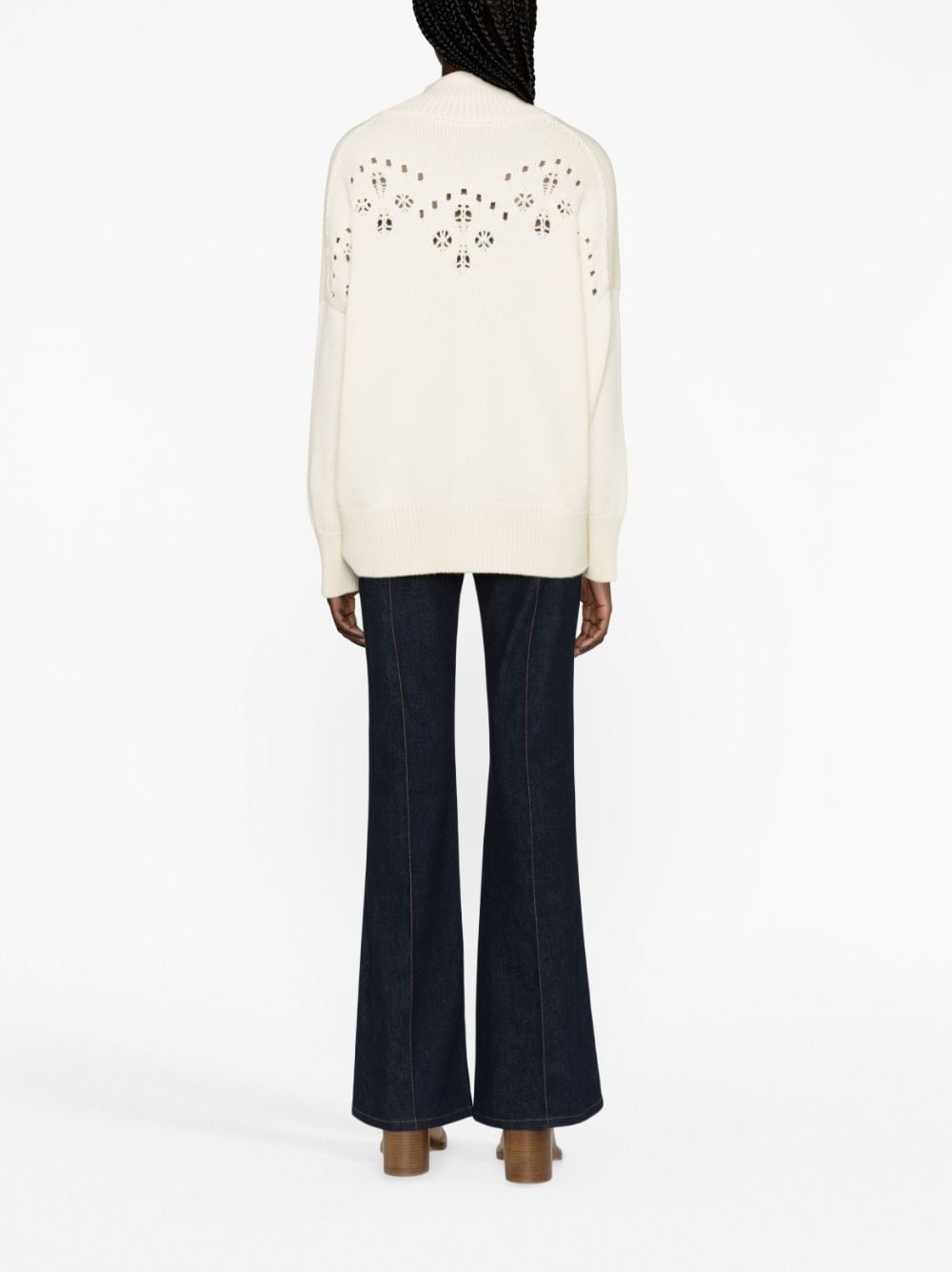 pointelle-knit wool jumper - 3