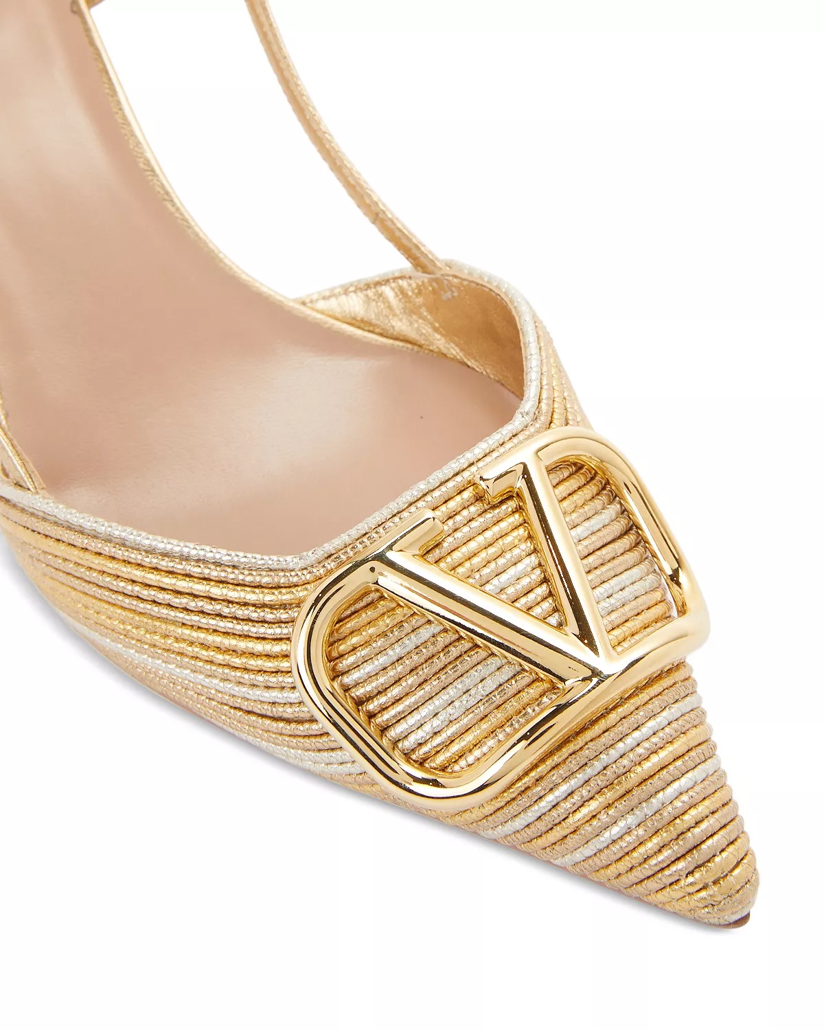 Women's Pointed Toe Logo Kitten Heel Slingback Pumps - 6
