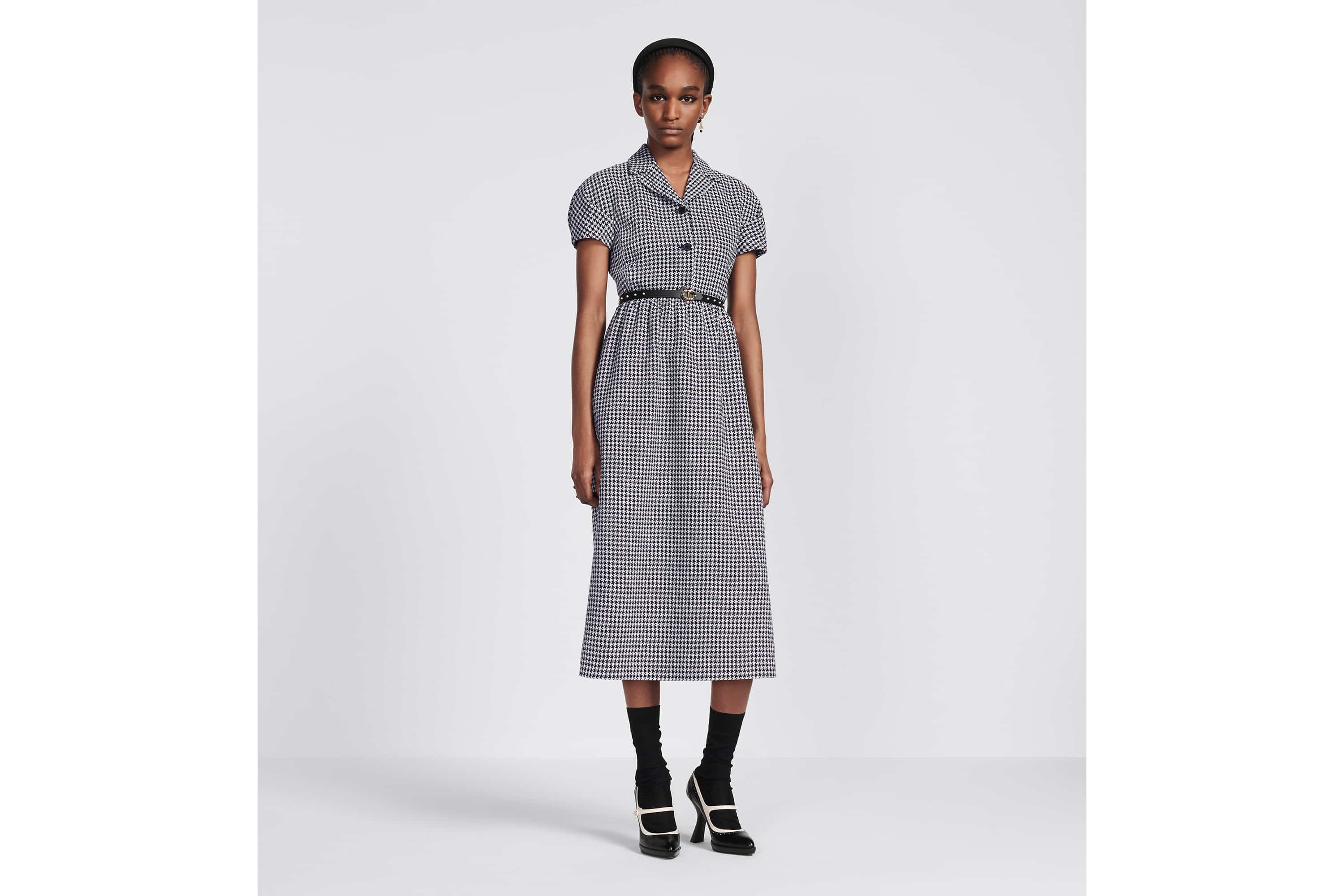 Regular-Fit Mid-Length Dress with Puff Sleeves - 4