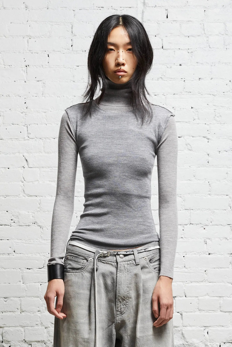 R13 TURTLENECK TWIN SET - MULTI-GREY outlook
