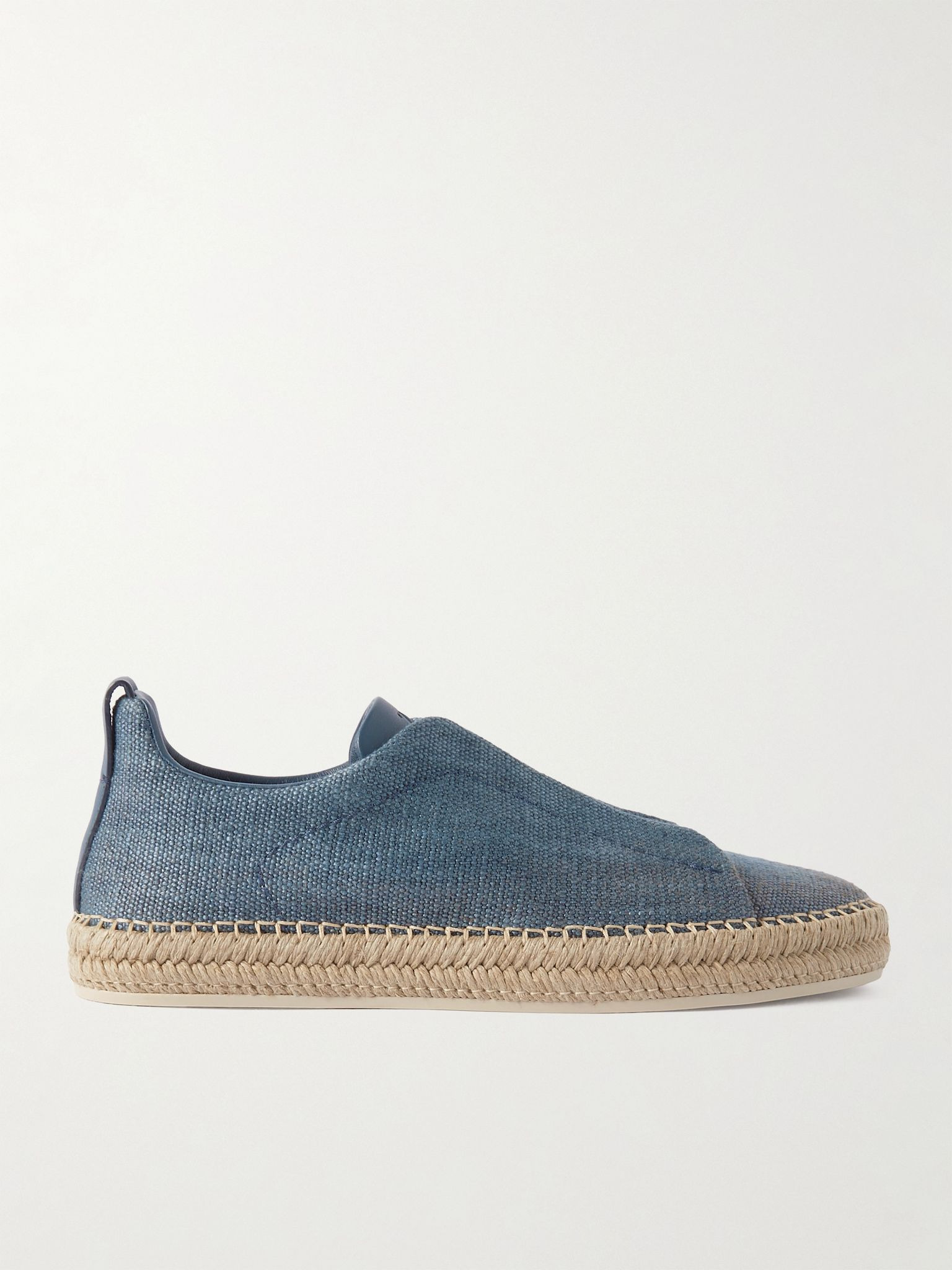 Triple Stitch™ Leather-Trimmed Canvas Slip-On Sneakers Blue - 1
