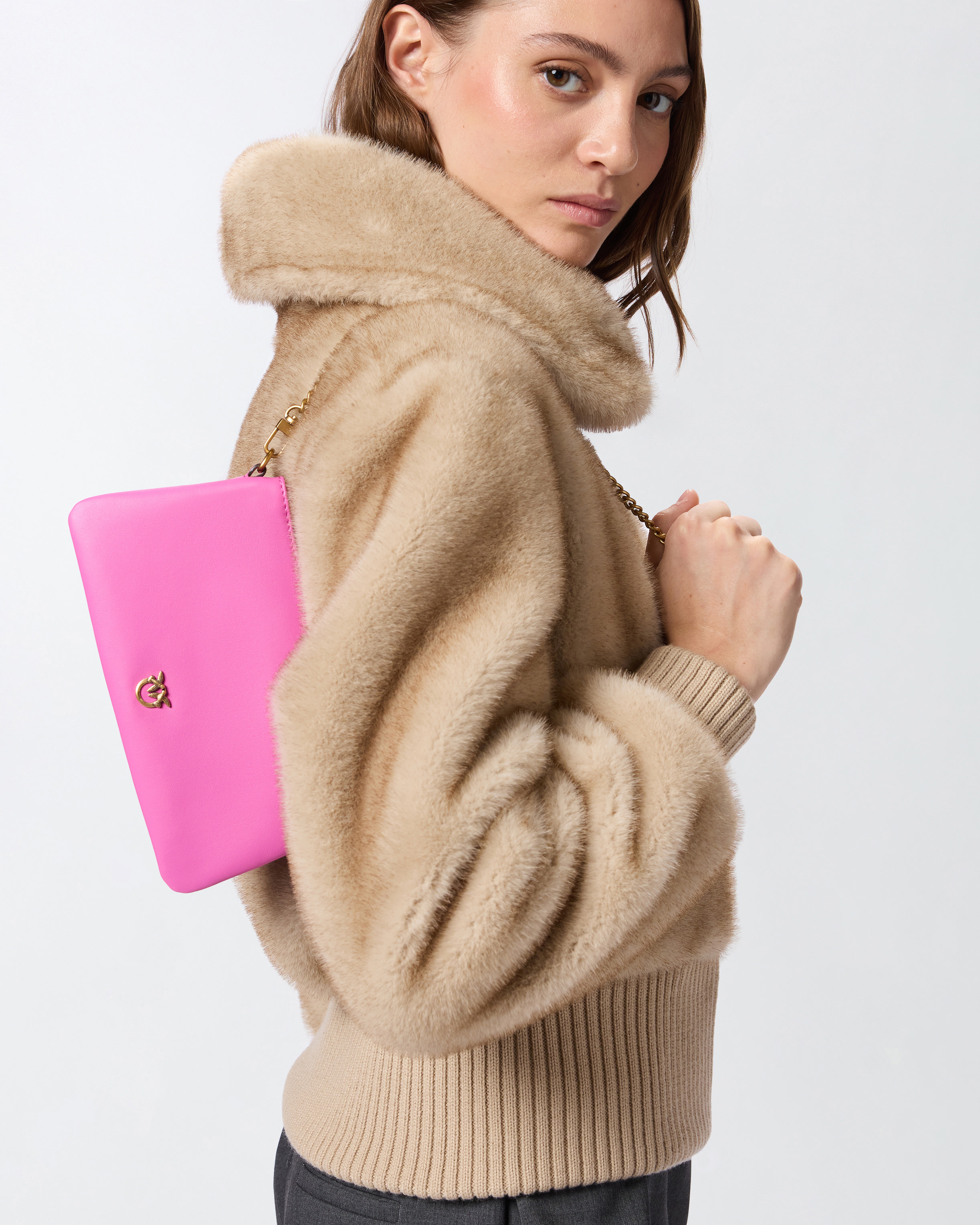 LEATHER MINI DOUBLE BAG WITH SHOULDER STRAP - 6