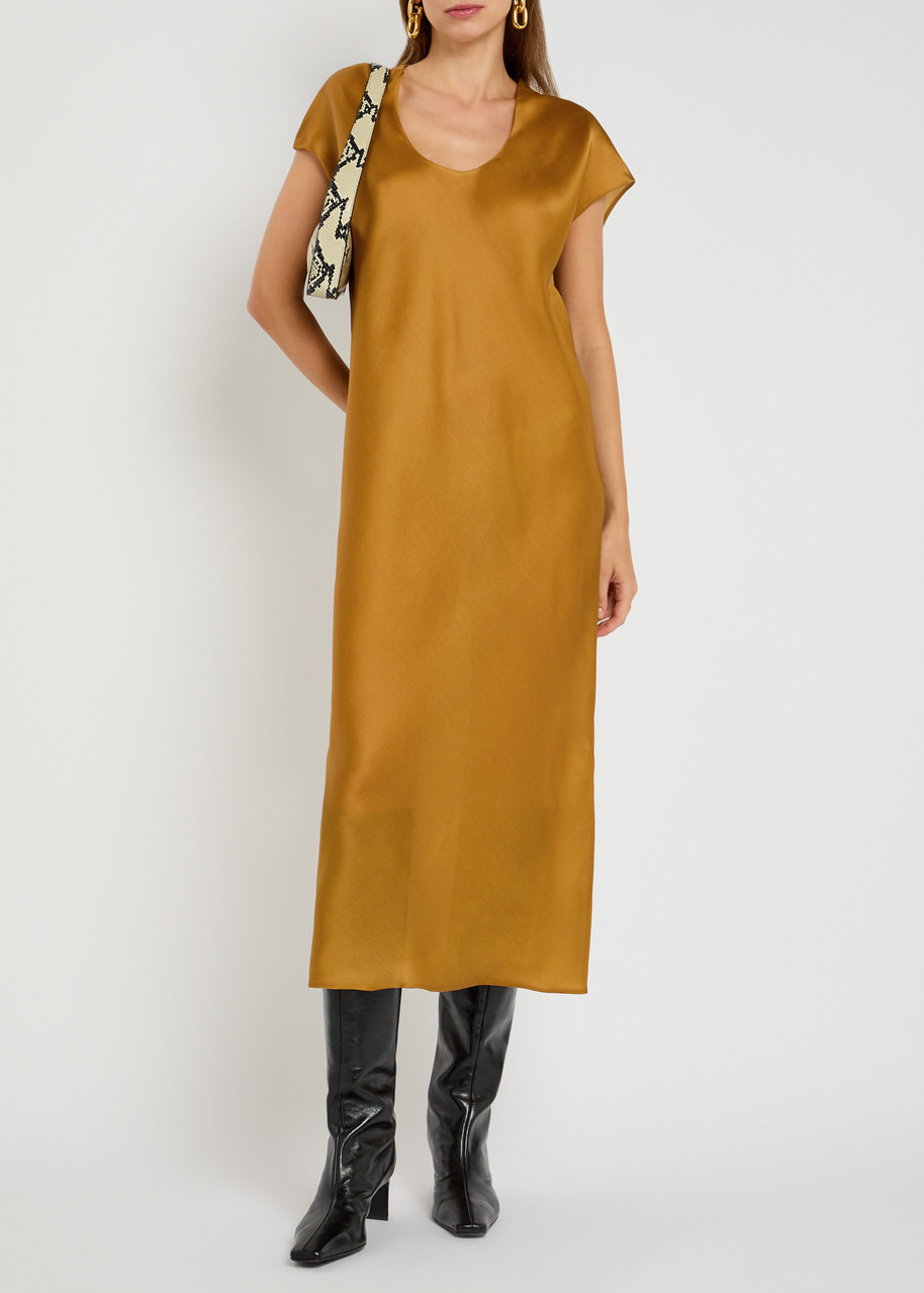 Khaite Darby Semi-sheer Silk Midi Dress - 4