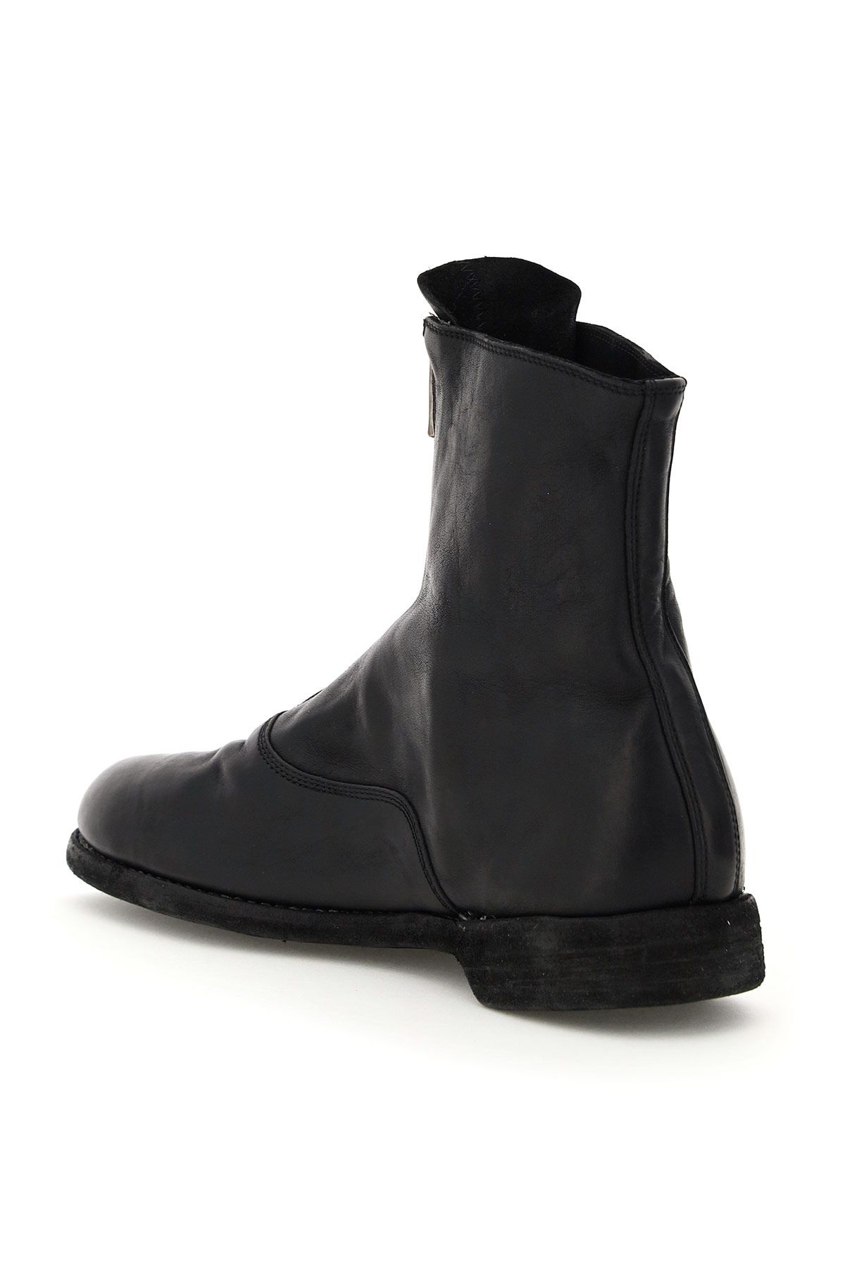 FRONT ZIP LEATHER ANKLE BOOTS - 2