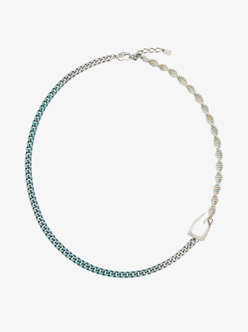 GIV CUT NECKLACE IN METAL, ENAMEL AND WOVEN COTTON 1