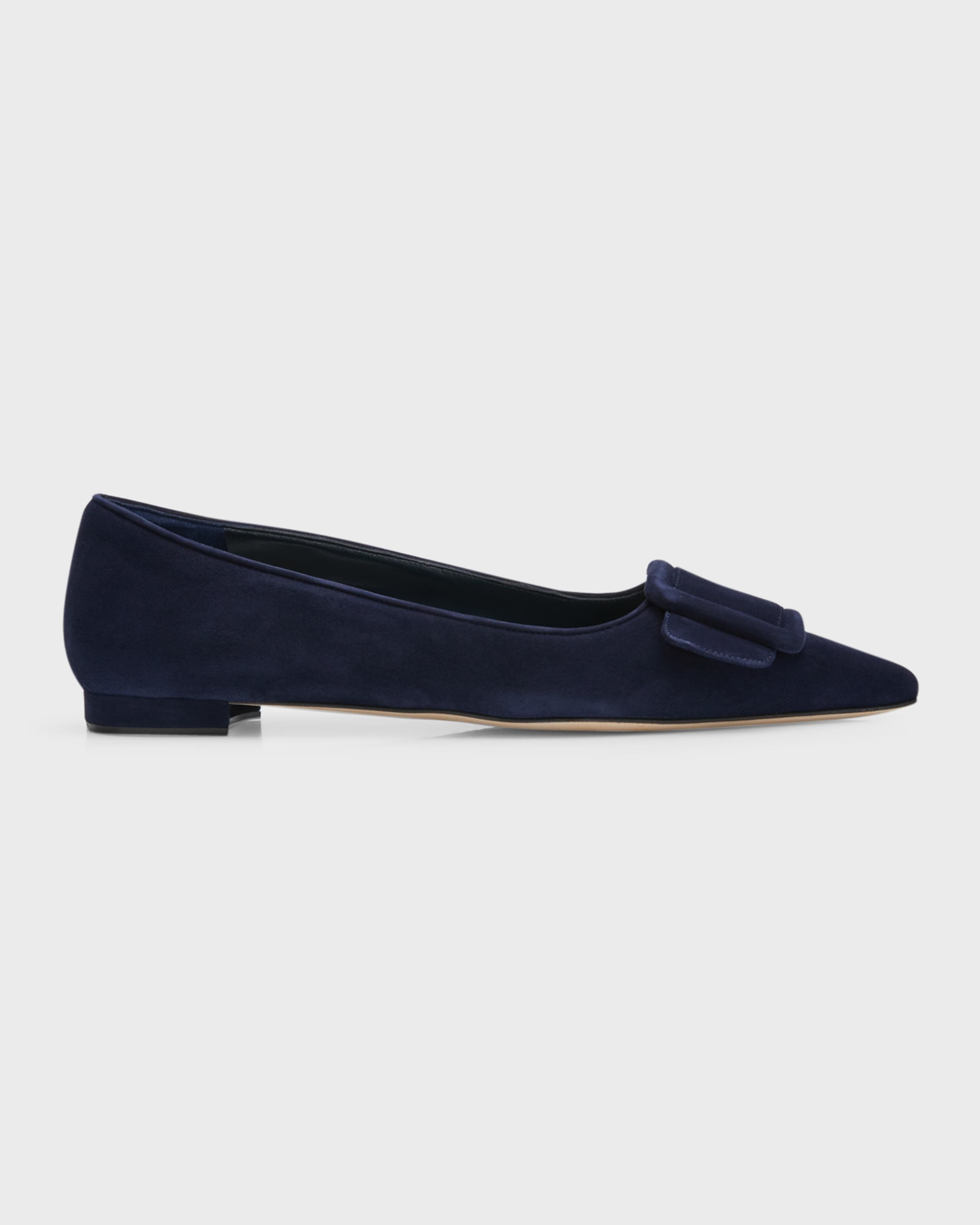 Maysale Suede Buckle Ballerina Flats - 1