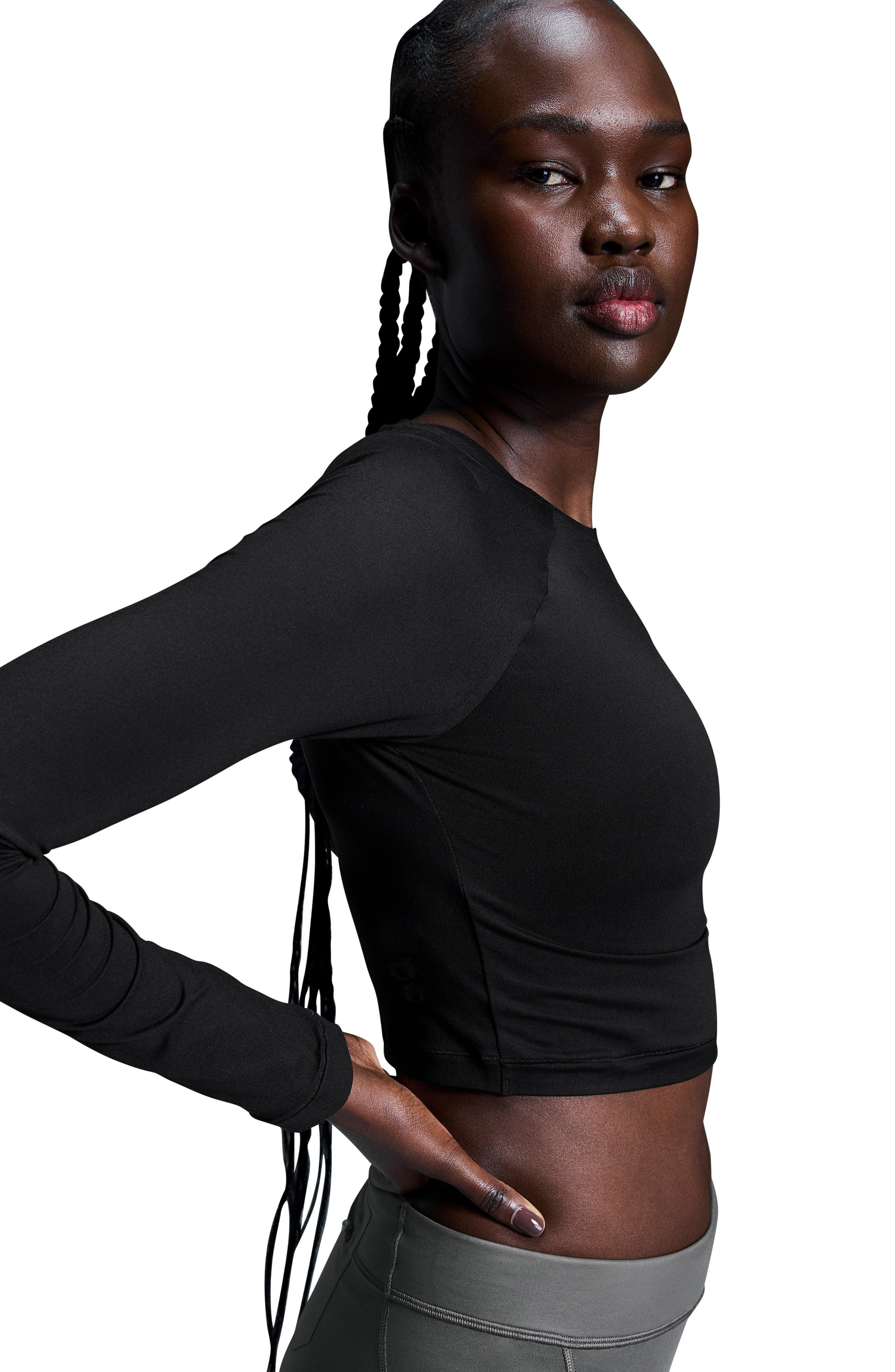 Studio Long Sleeve Crop Top in Black at Nordstrom - 8