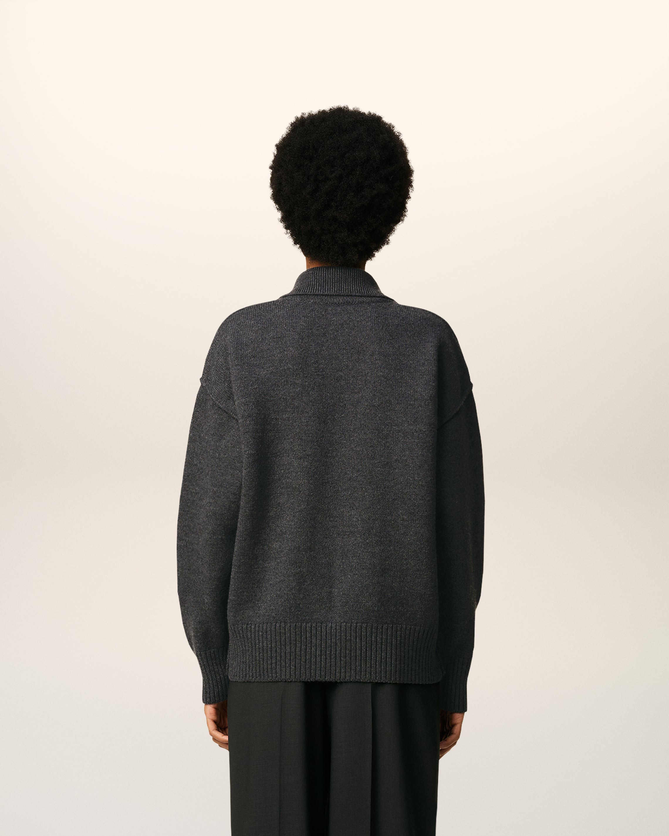 GREY WOOL AMI DE COEUR POLO - 5