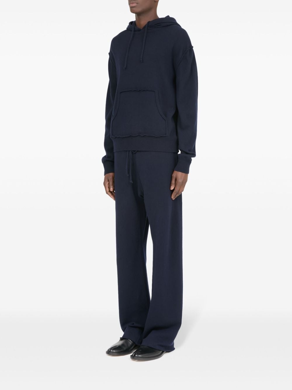 pouch-pocket kntited hoodie - 6