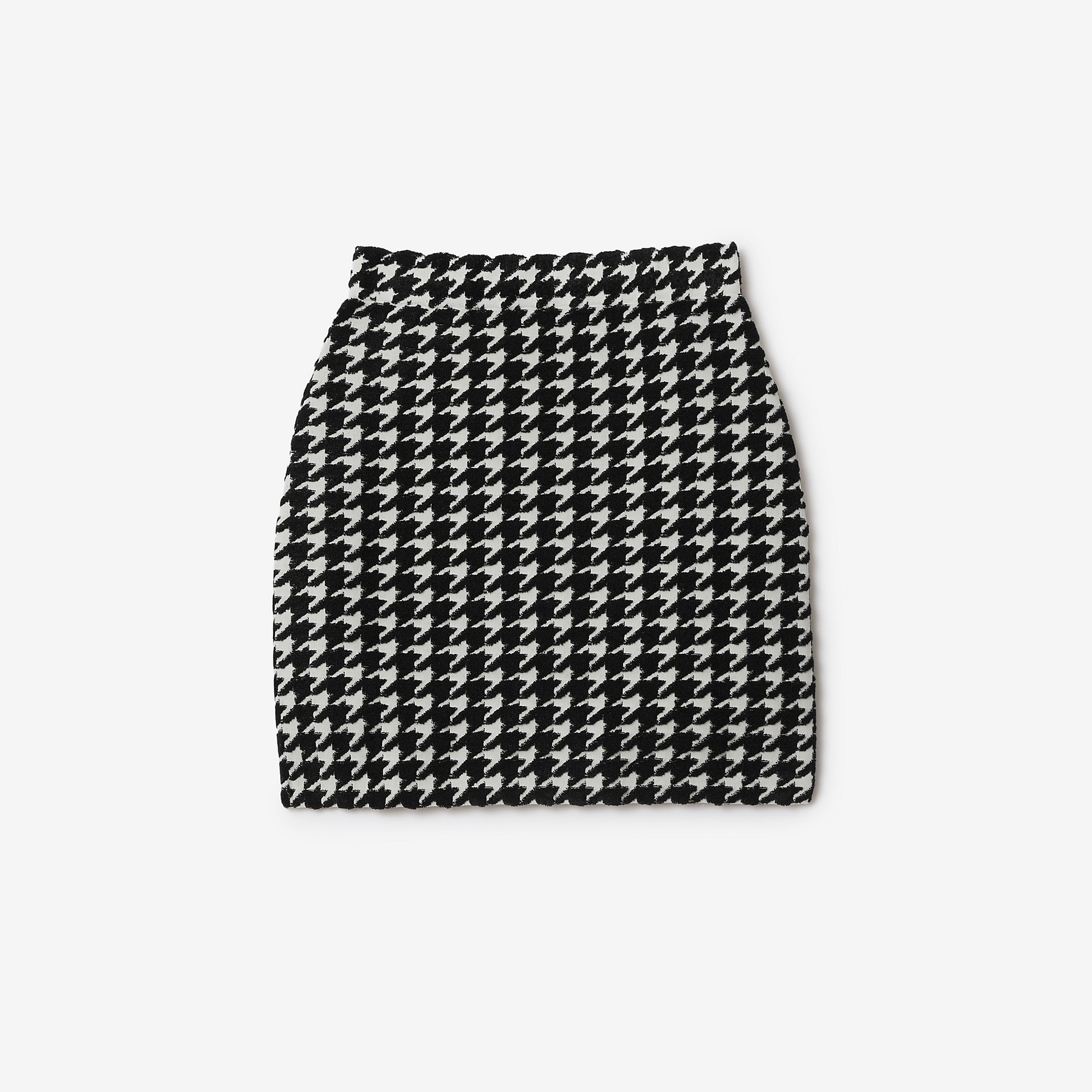 Houndstooth Nylon Blend Mini Skirt - 1