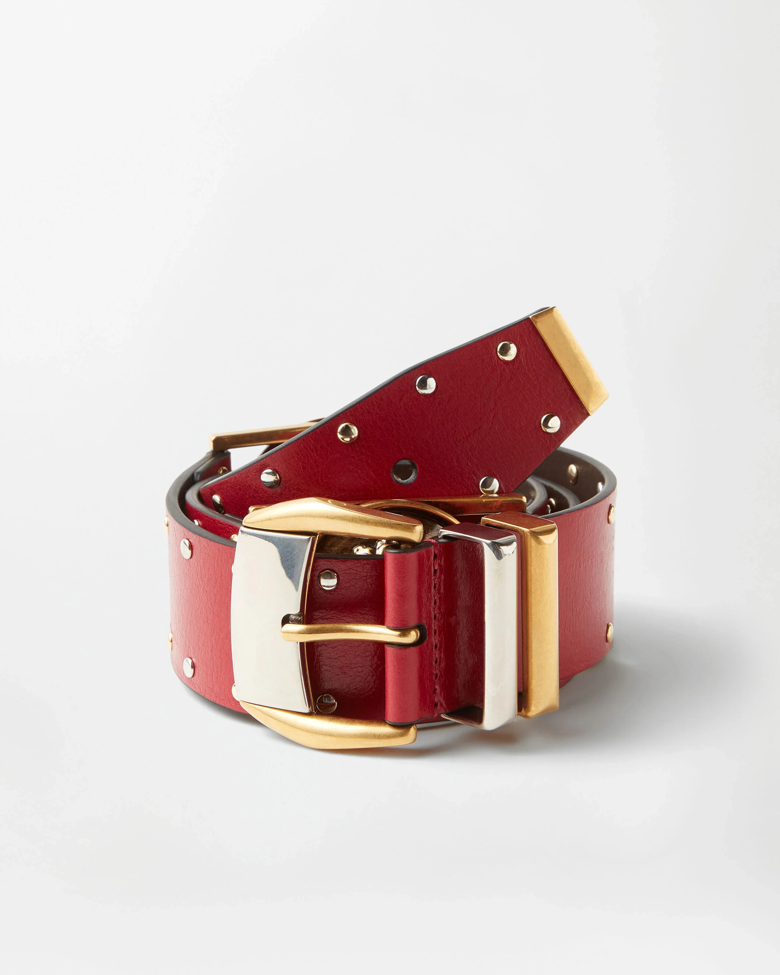 Studded Leather Belt 4 cm - 1