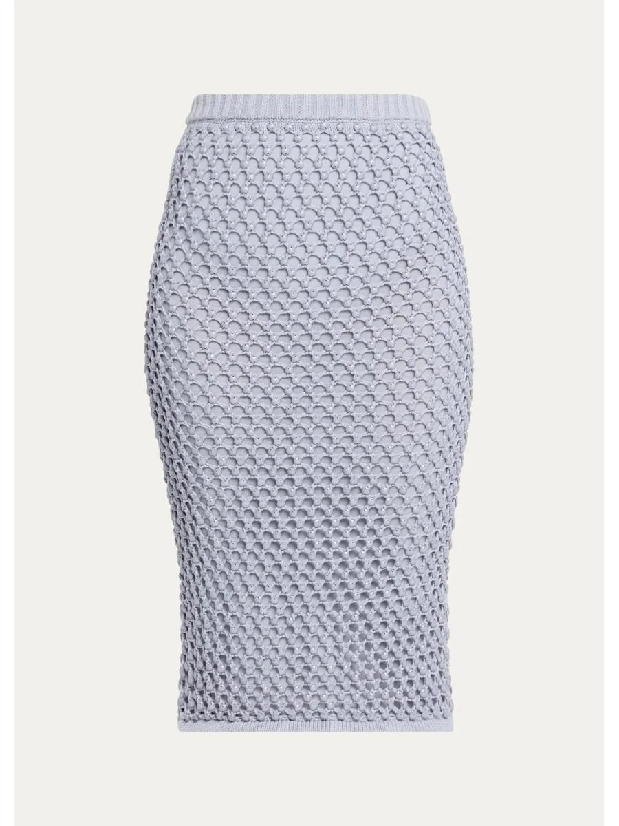 Spice Crystal Crochet Knit Midi Skirt - 1