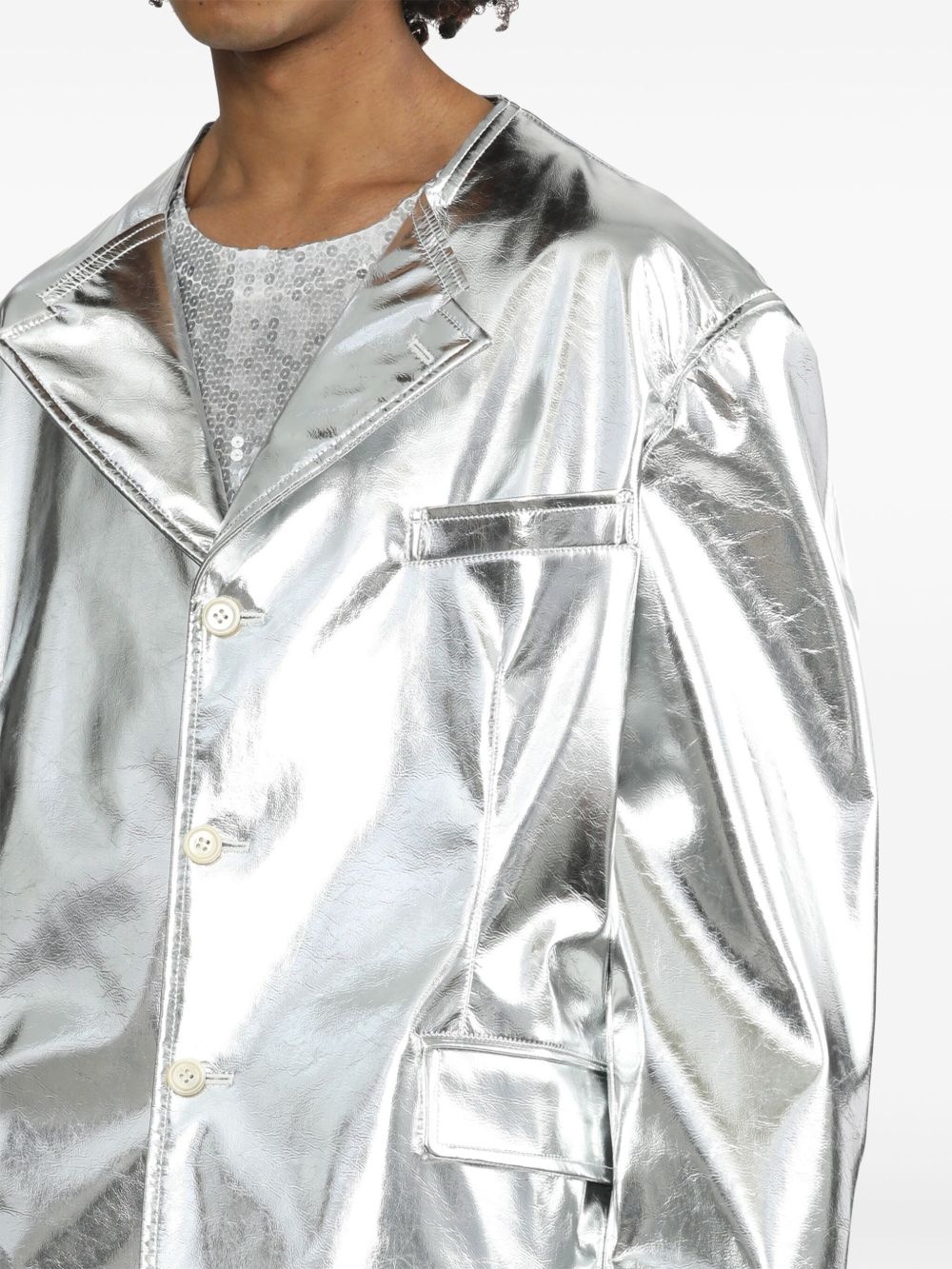single-breasted metallic blazer - 5