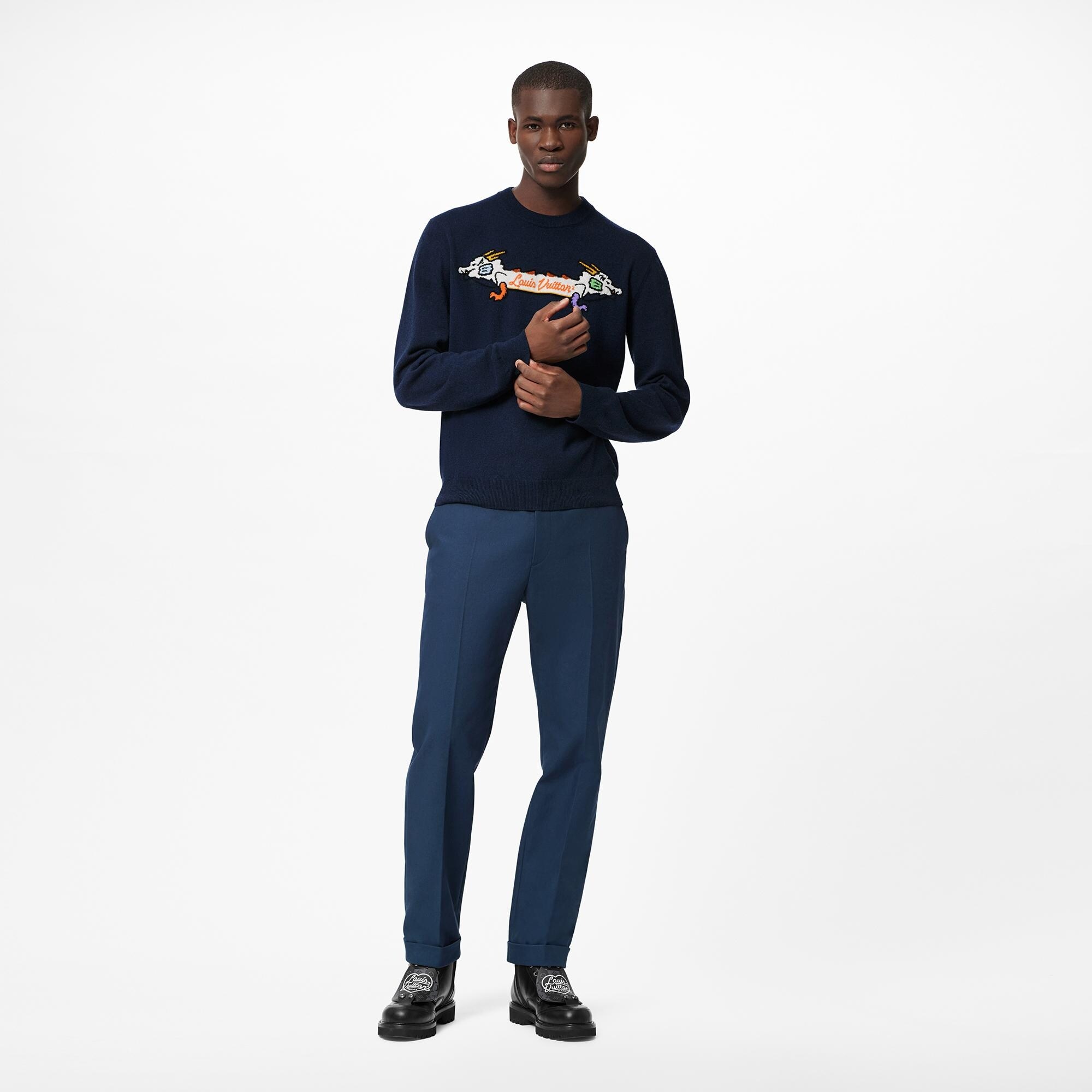 Intarsia Jacquard Graphic Cashmere Crewneck - 2