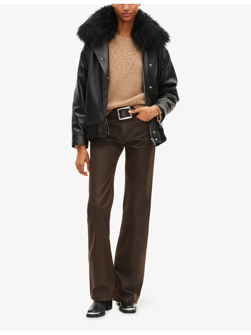 The Kooples Removable-Collar Relaxed-Fit Leather Jacket outlook