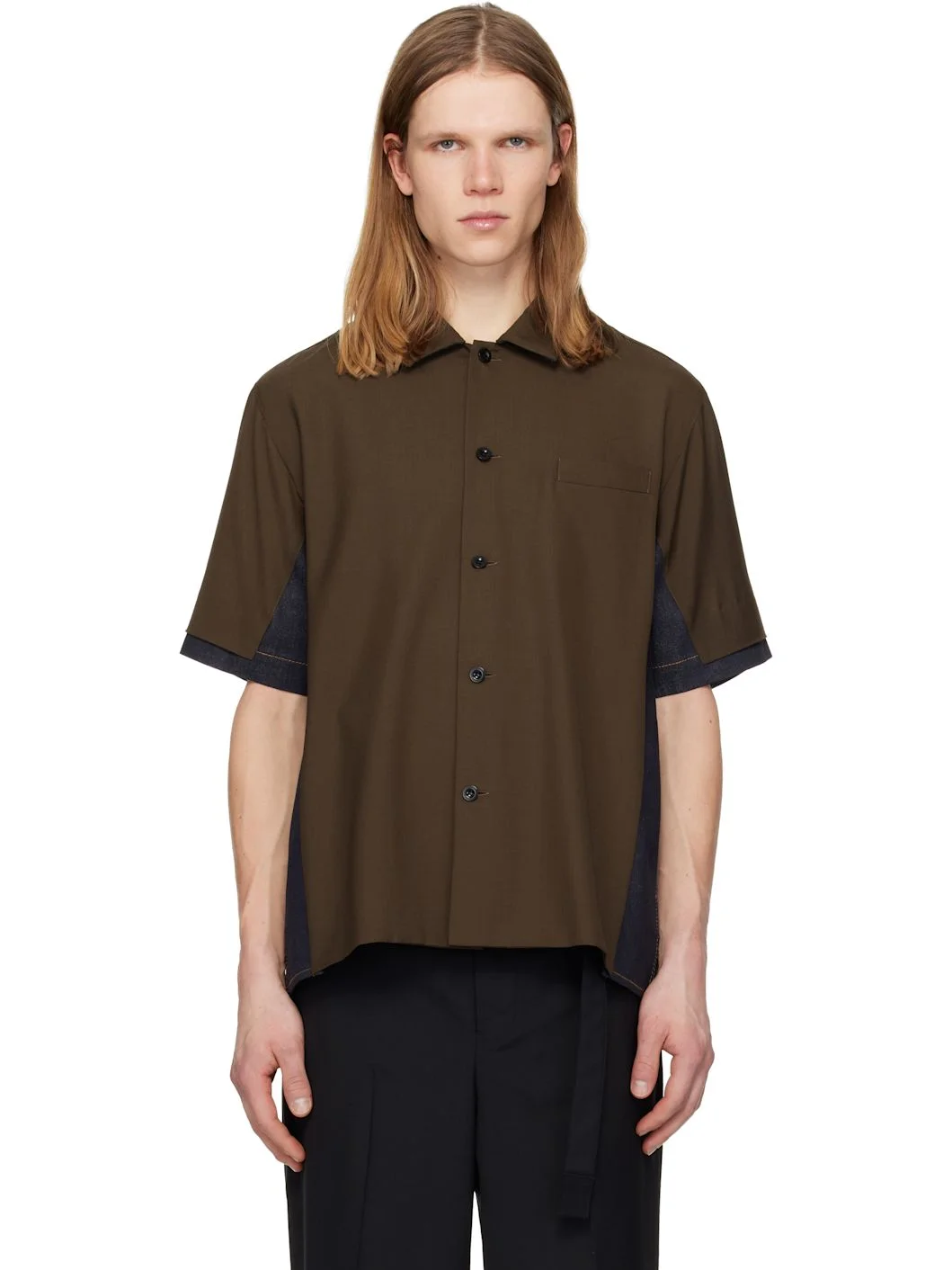 Brown & Blue Suiting Denim Shirt - 1