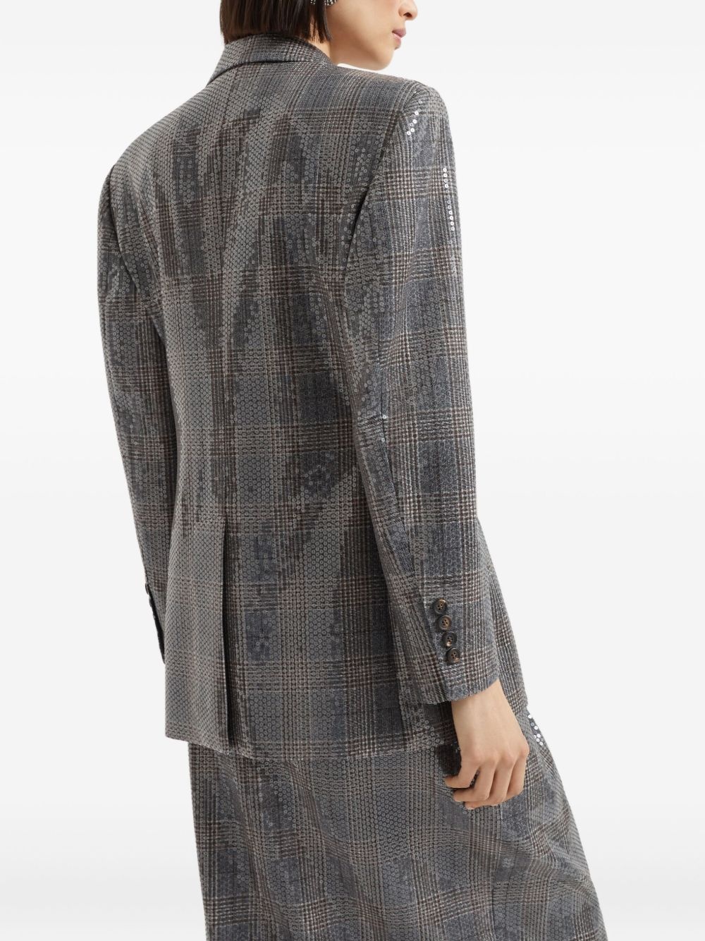 sequin-embellished check-pattern blazer - 4