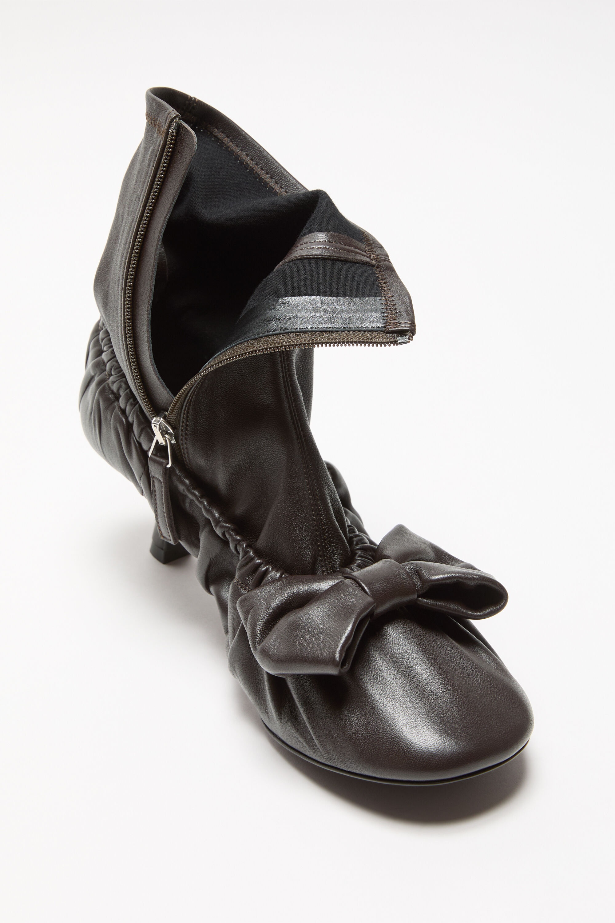 Leather bow ankle boots - Dark brown - 5