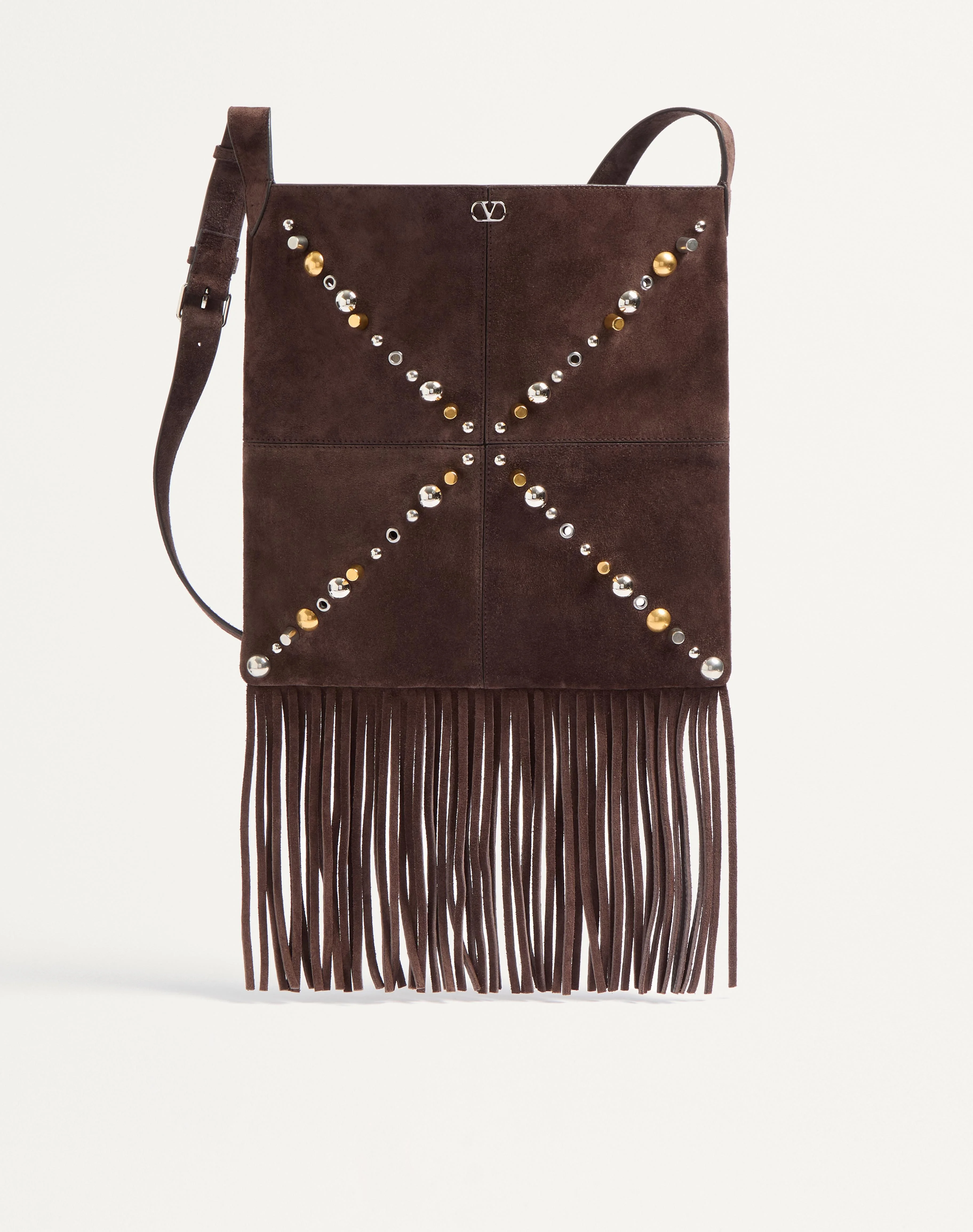 VALENTINO GARAVANI NELLCÔTE SUEDE SHOULDER BAG WITH FRINGES - 1