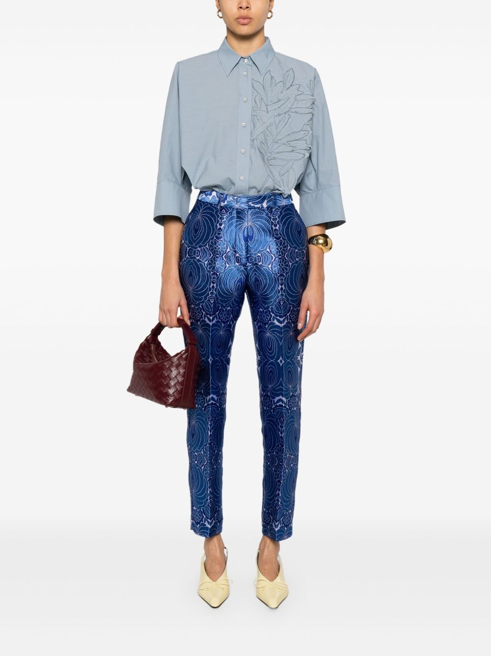jacquard-lace trousers - 2