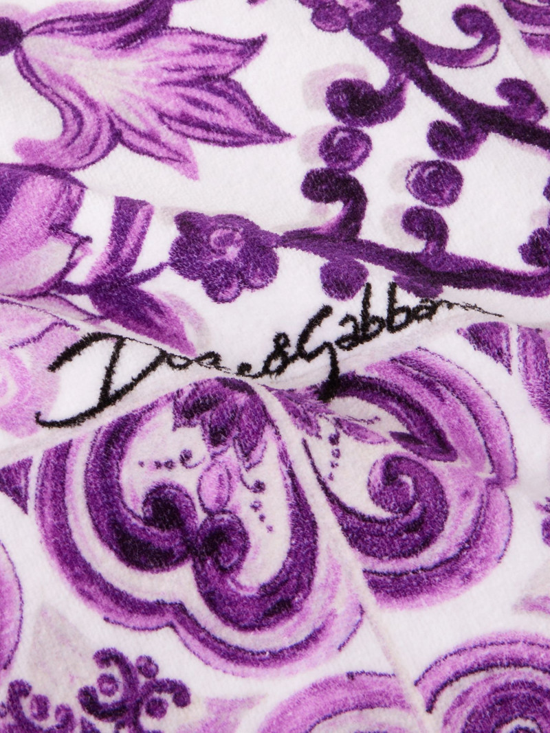 Dolce & Gabbana Printed cotton-terry beach towel Purple outlook
