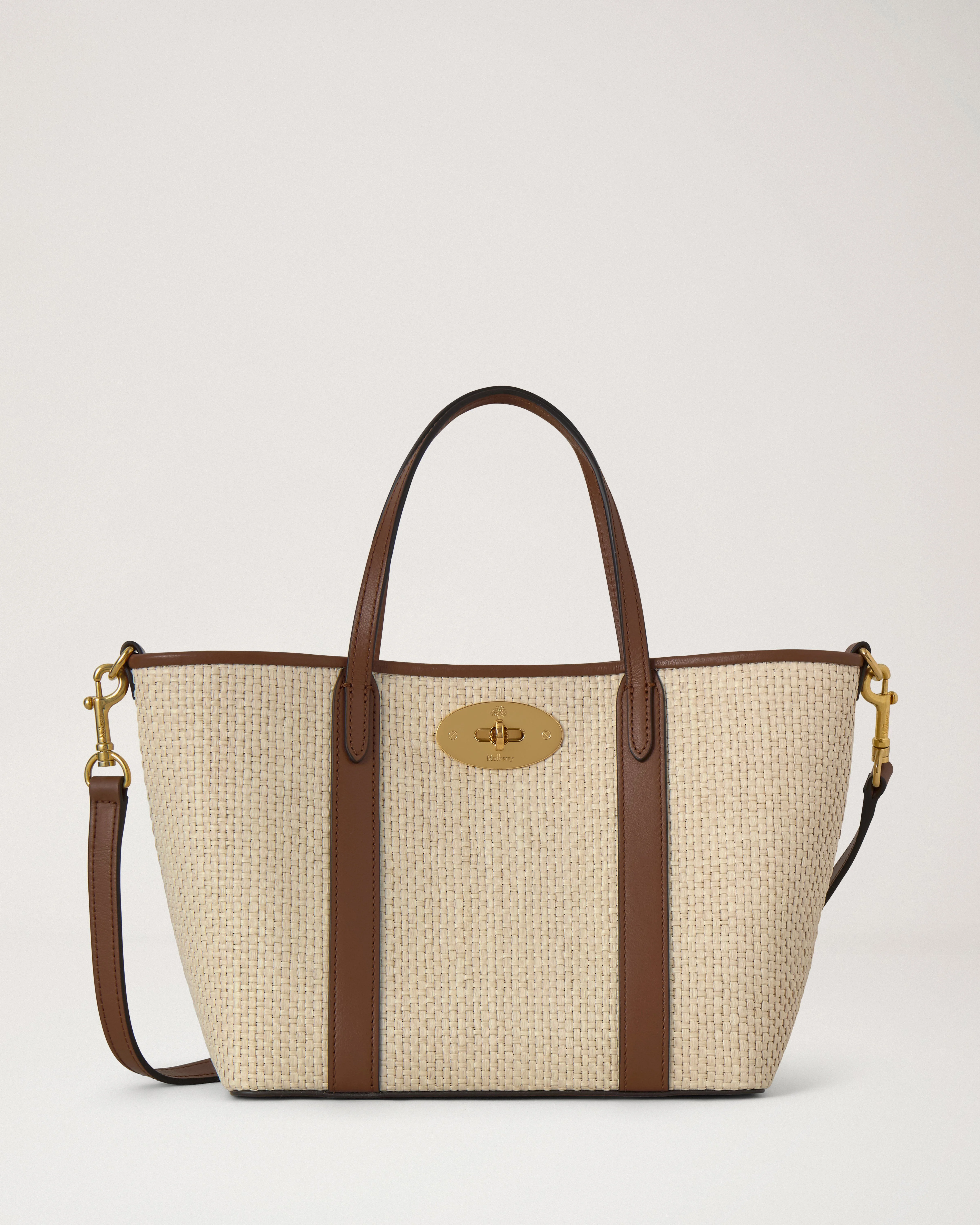 Mini Bayswater Tote Ecru & Bright Oak Raffia & Leather Trim - 1