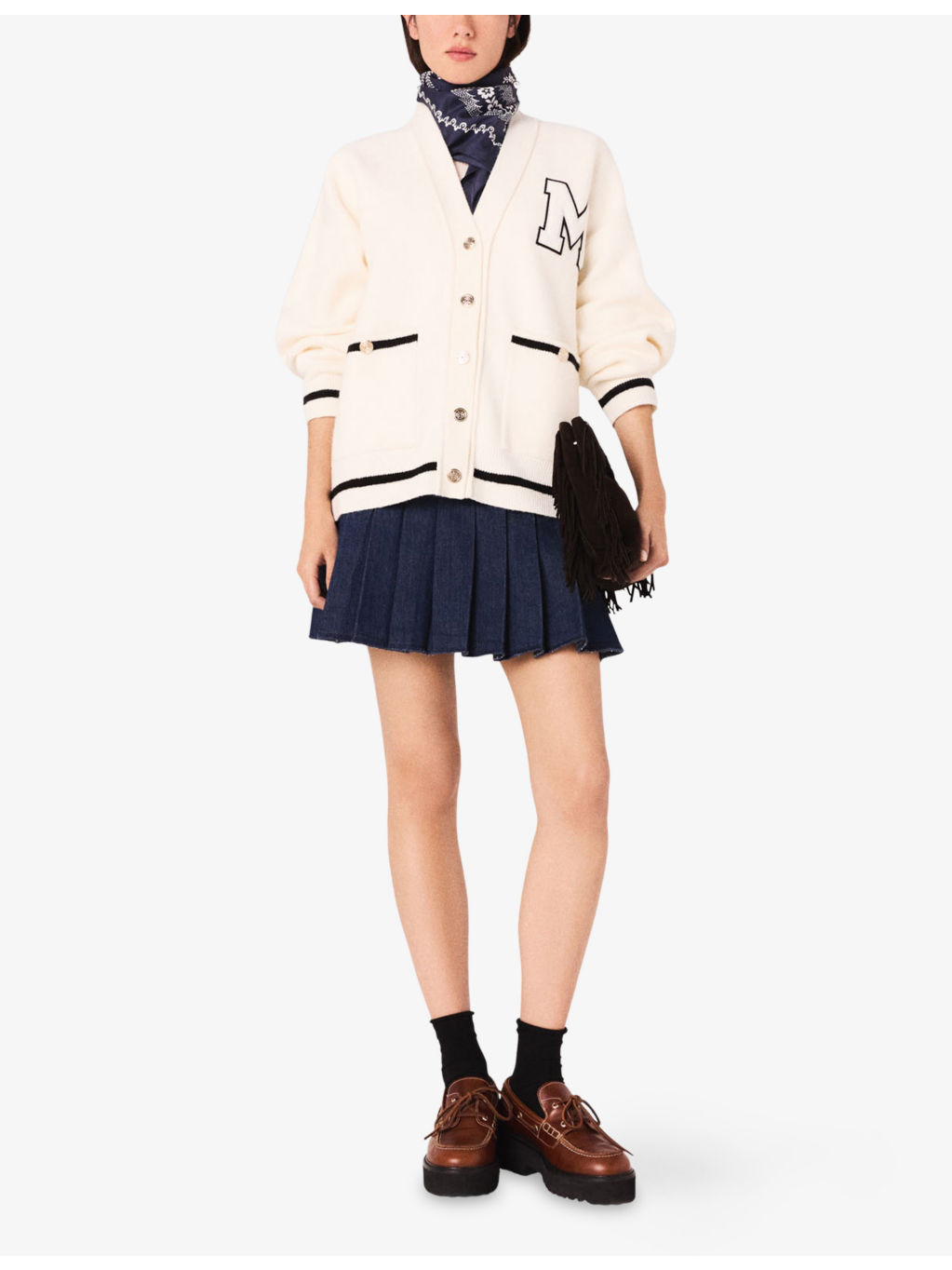 Logo-Embossed Long-Sleeve Stretch-Knit Cardigan - 2