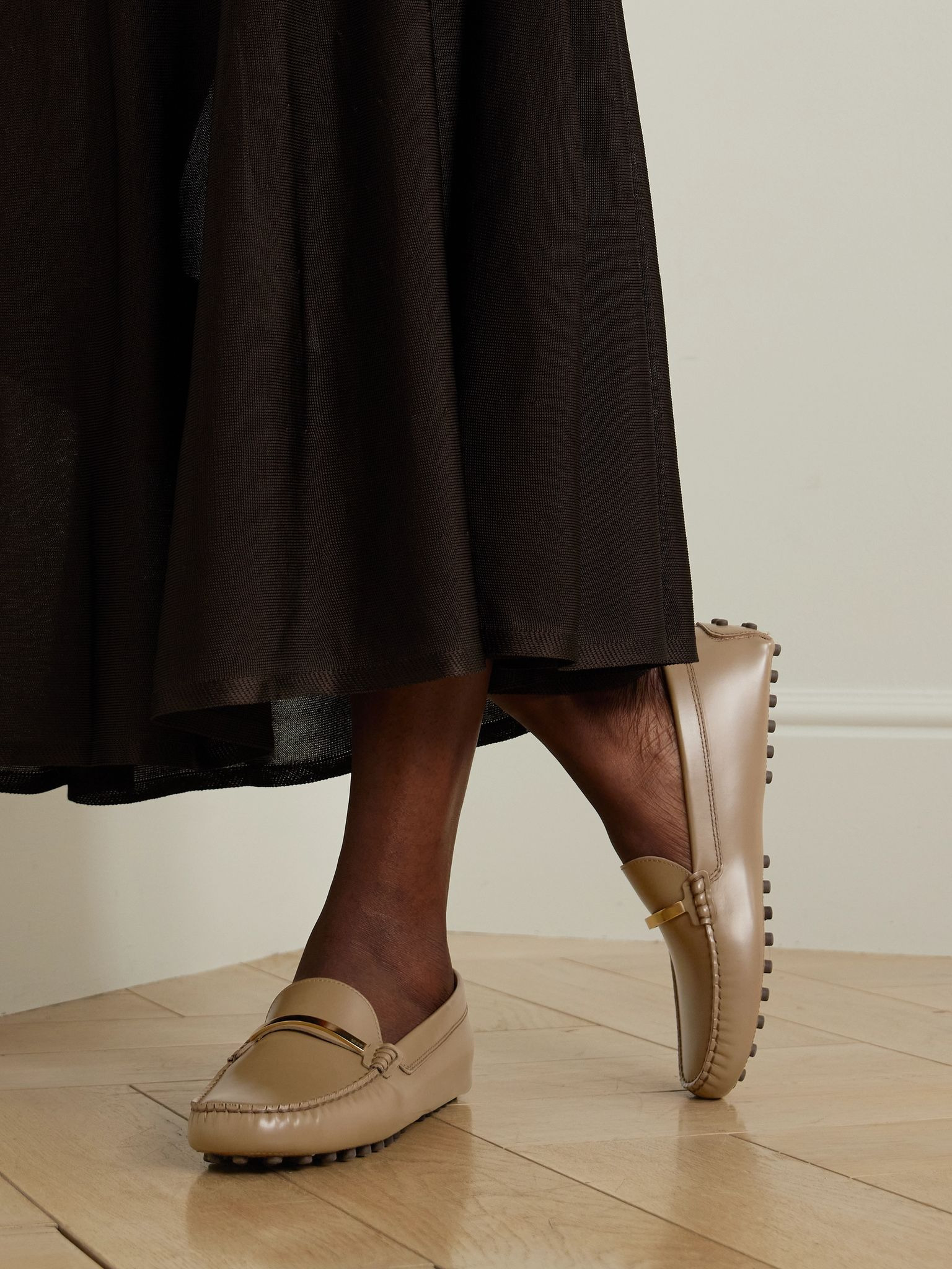 Gommino embellished leather loafers Beige - 2
