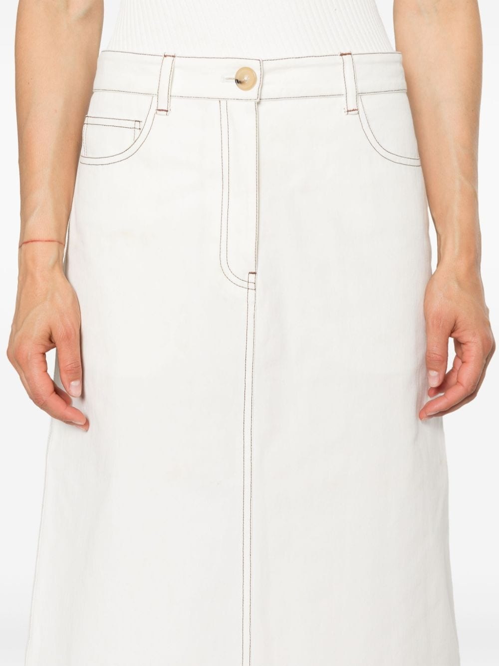 contrast-stitching midi skirt - 5