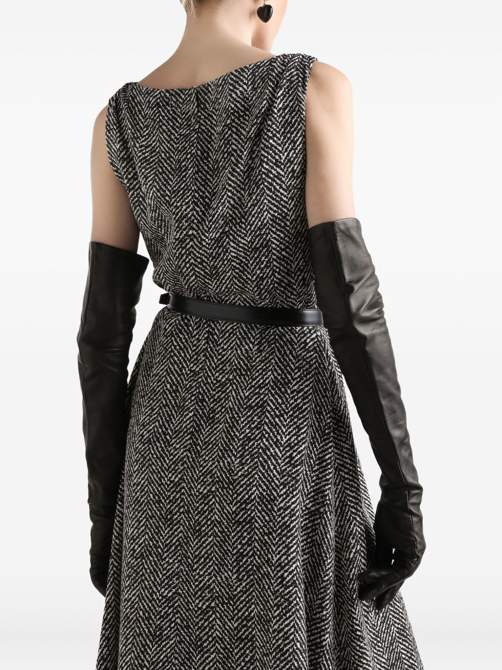 herringbone sleeveless midi dress - 4