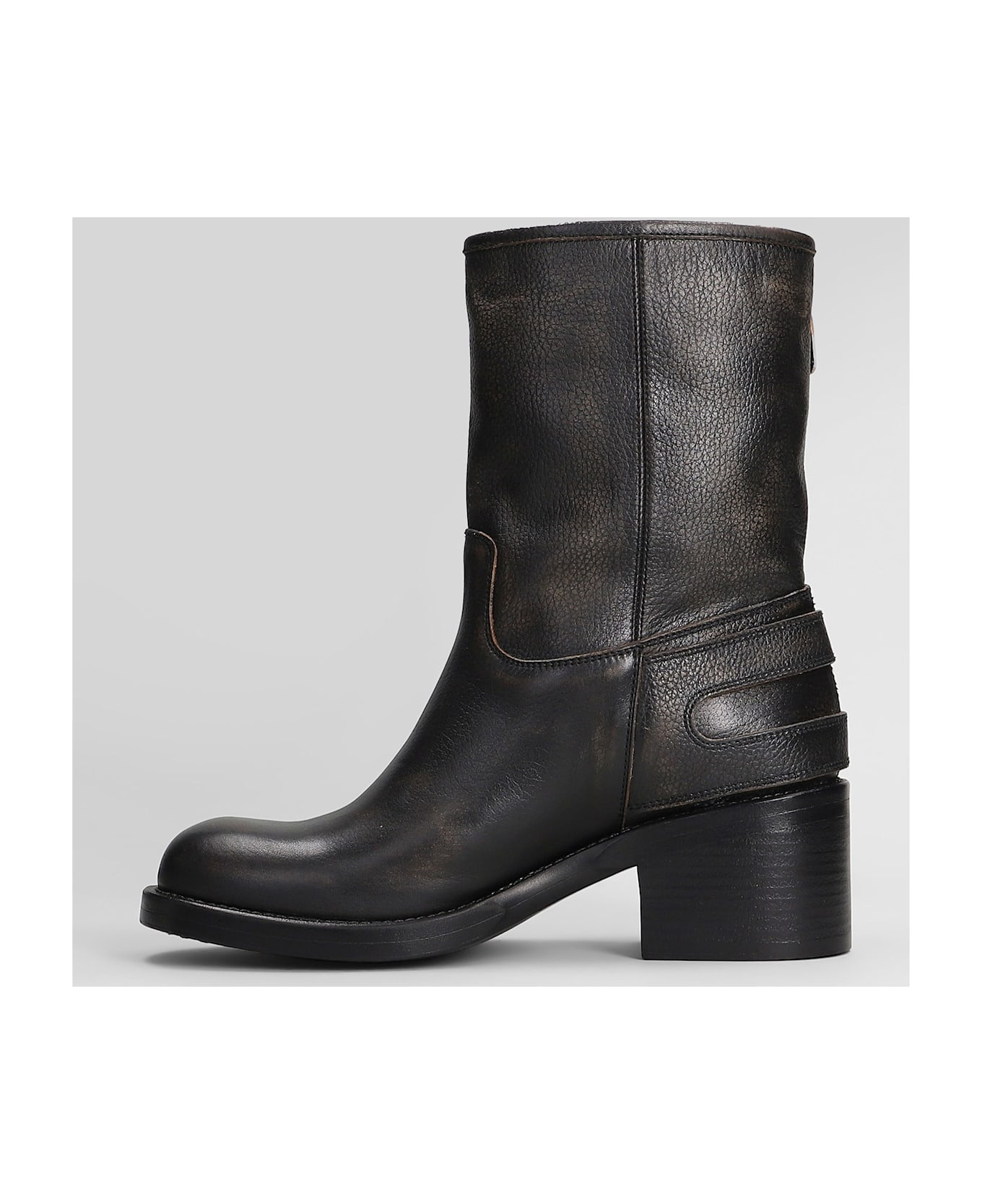 Dakota Low Heels Boots In Black Leather - 3