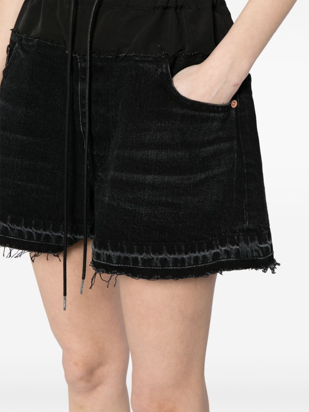 drawstring-waist denim shorts - 5