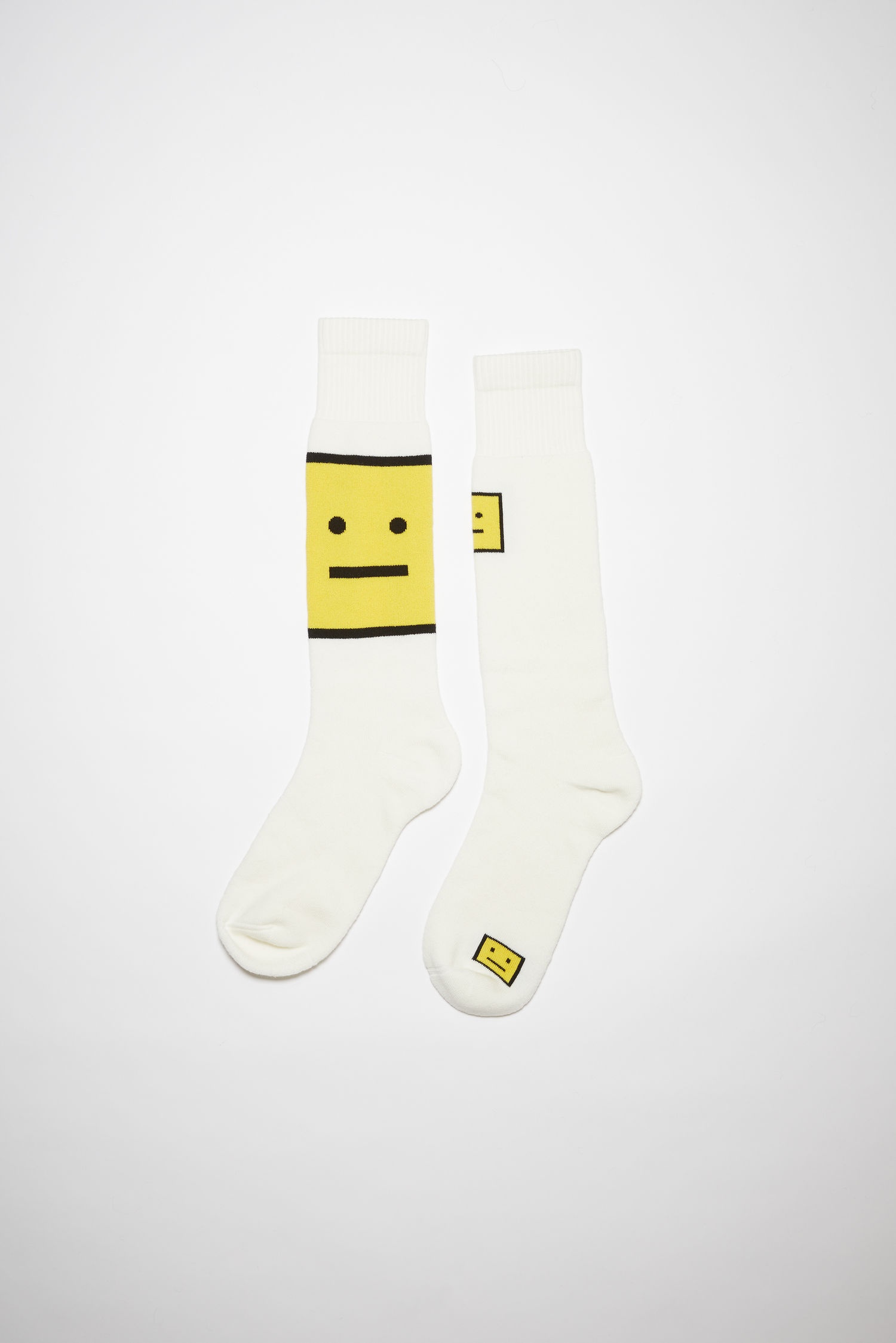 Cotton knee socks - White/yellow - 1