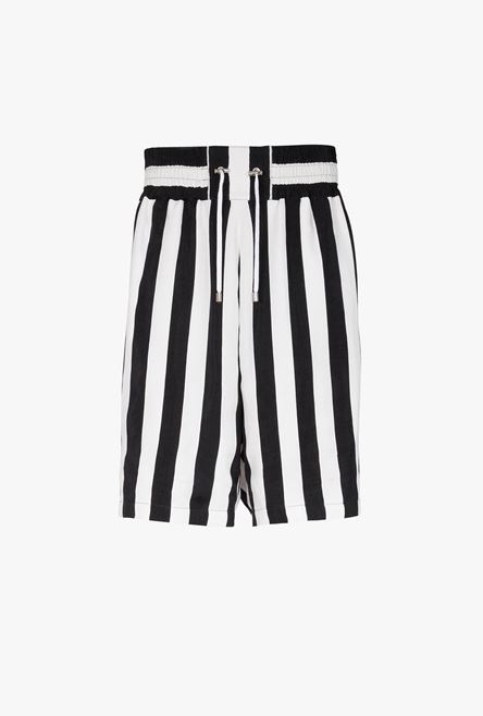 Black and white striped cuprammonium shorts - 1