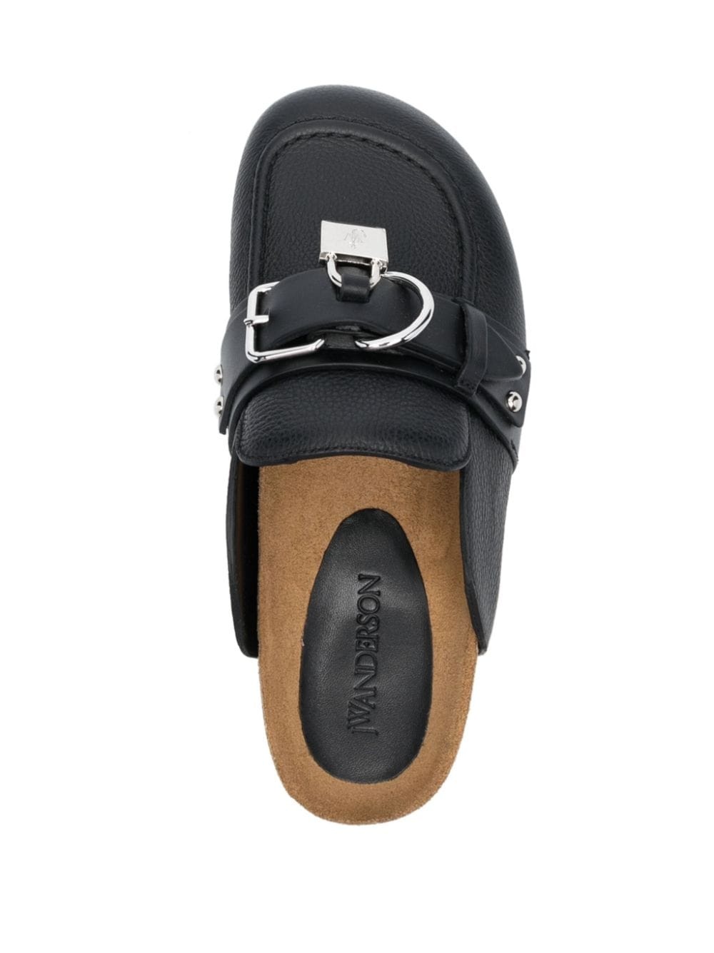 padlock-detail leather mules - 8