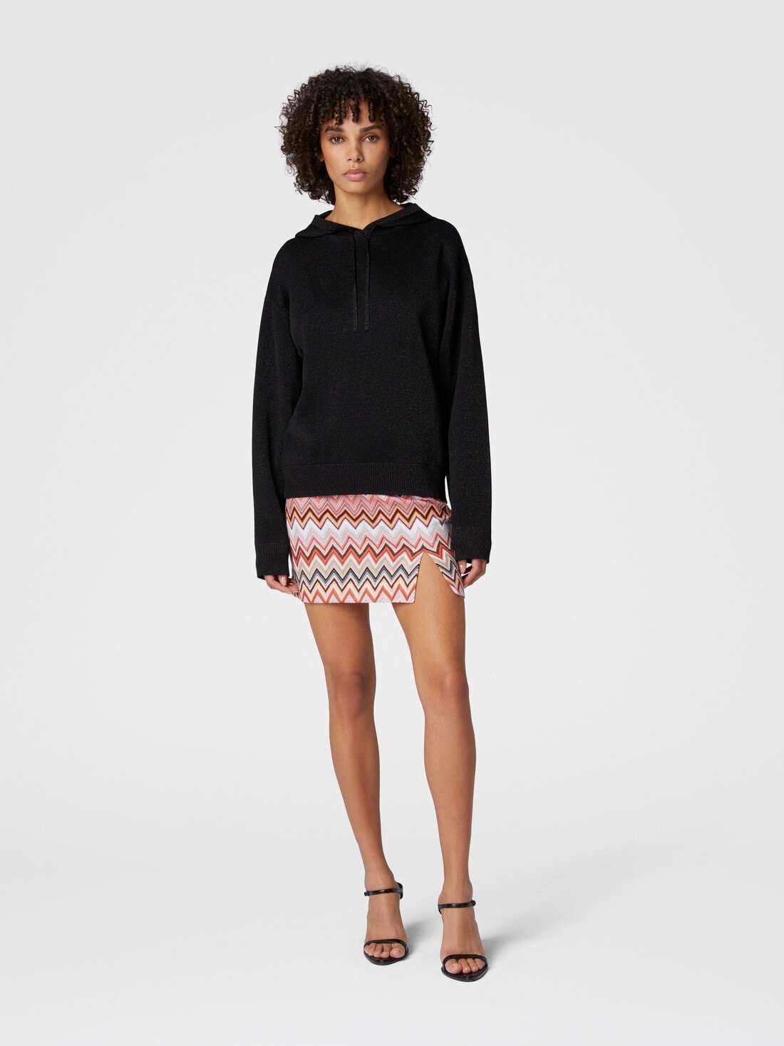Lamé viscose hooded sweatshirt - 2
