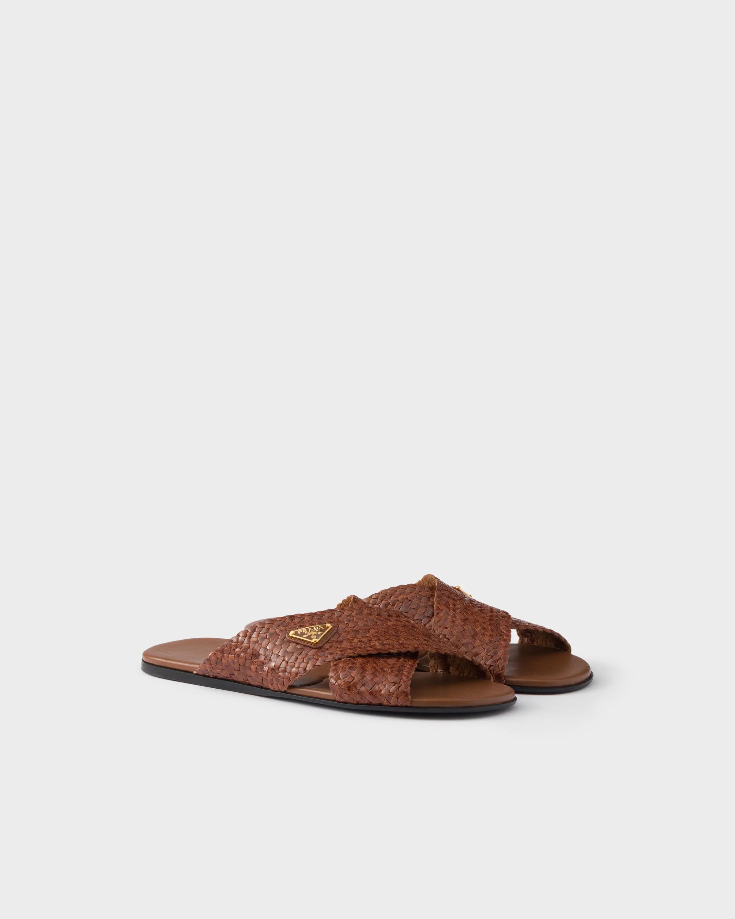 Leather crisscross slides - 1