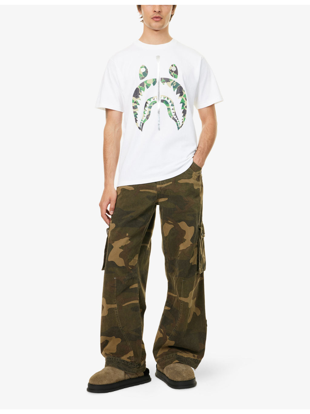 Camo-Shark Crewneck Cotton-Jersey T-Shirt - 2