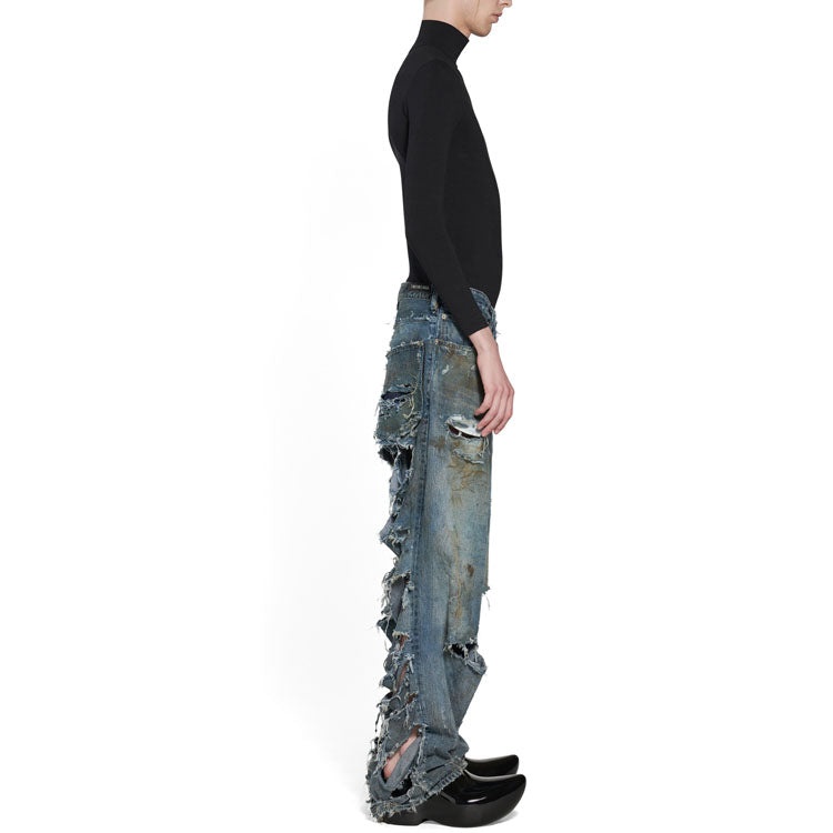 Balenciaga Super Destroyed Baggy Pants 'Light Blue' 745248TNW014012 - 4