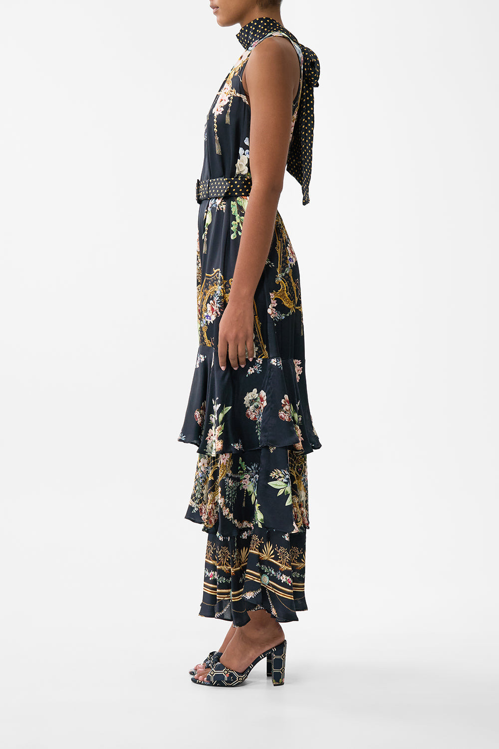 HIGHNECK TIERED RUFFLE HEM DRESS - 4