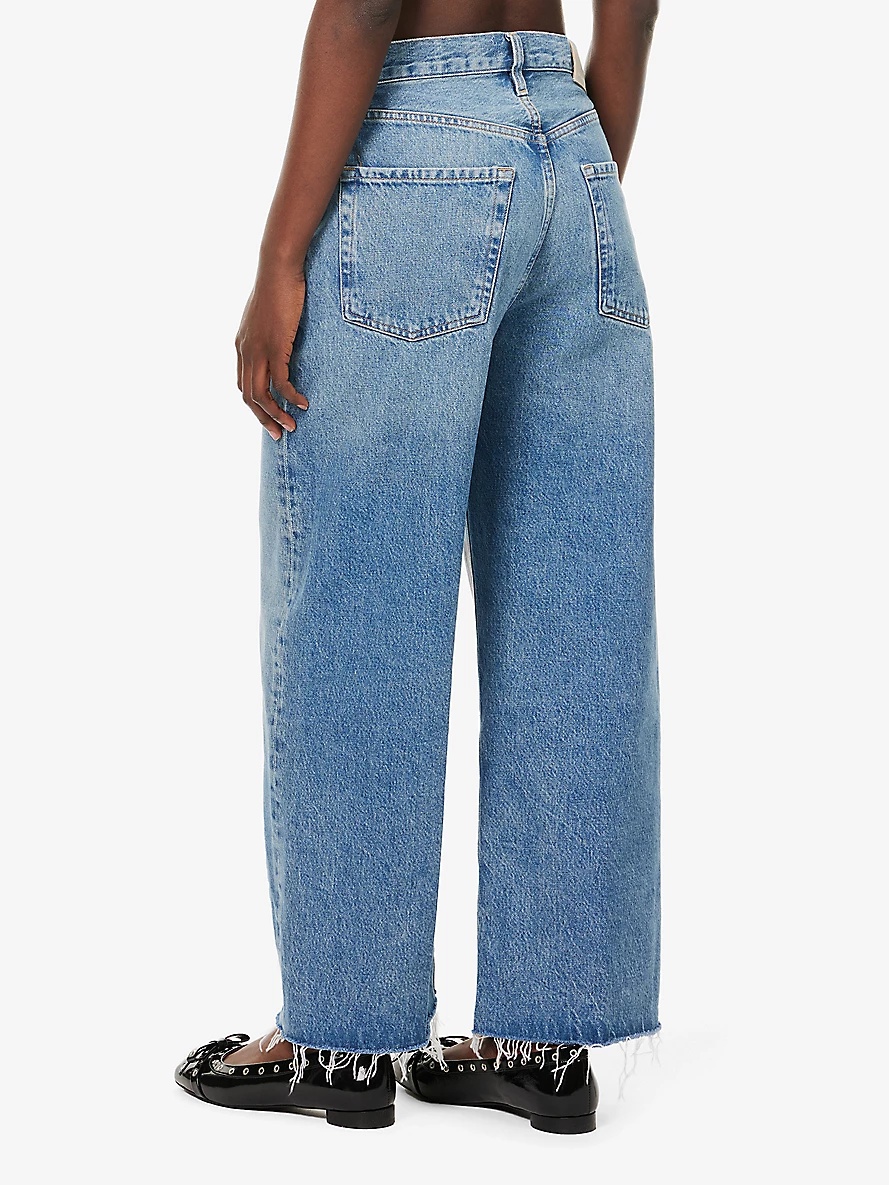 Ayla raw-hem cropped wide-leg denim jeans - 4